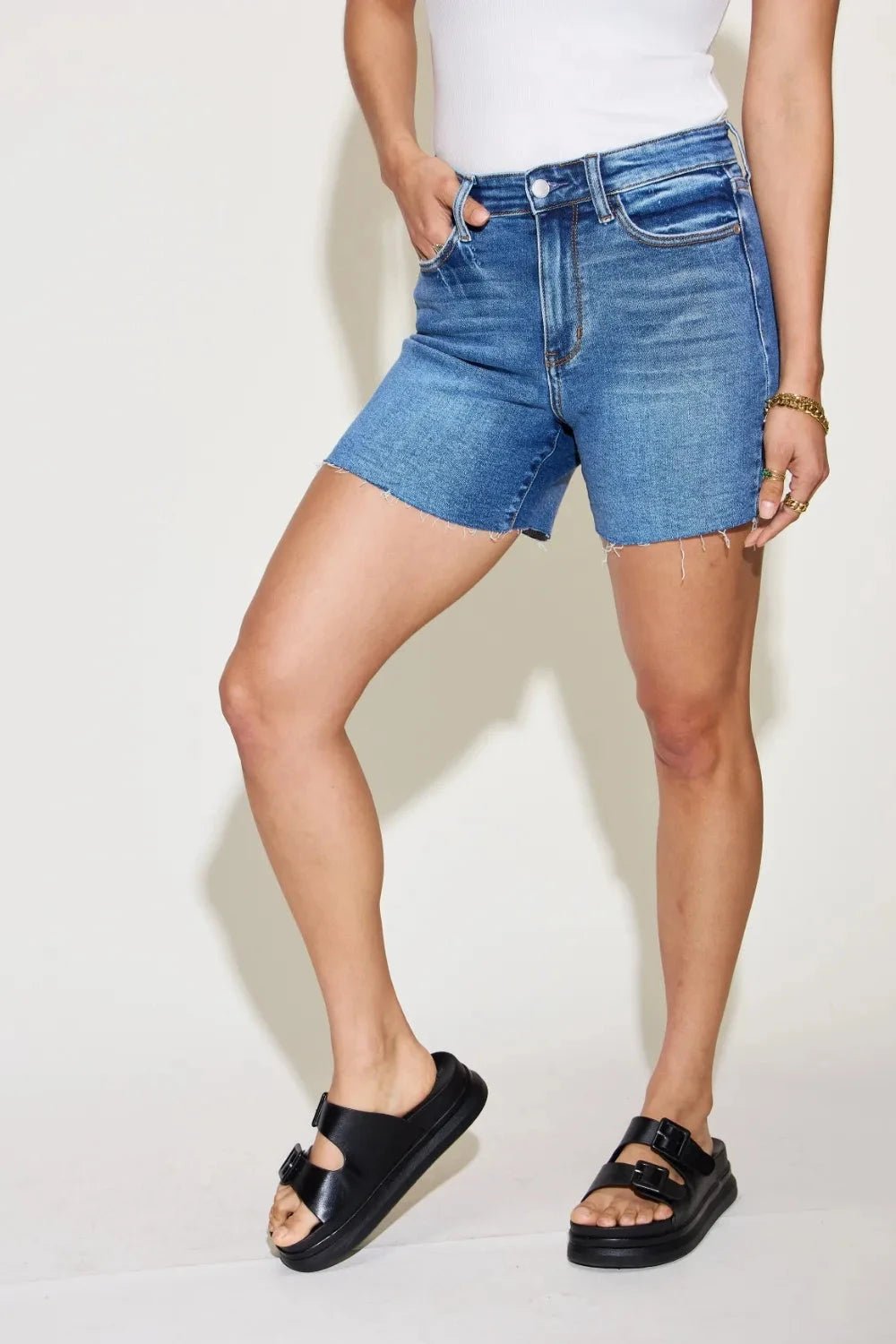 Judy Blue Full Size High Waist Slim Denim Shorts - Grace & Grit Boutique