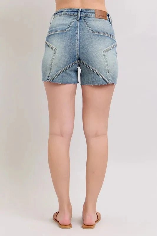 Judy Blue Full Size High Waist Star Seam Detail Denim Shorts Plus Size - Grace & Grit Boutique