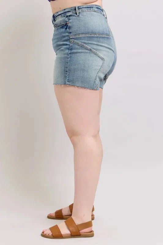 Judy Blue Full Size High Waist Star Seam Detail Denim Shorts Plus Size - Grace & Grit Boutique