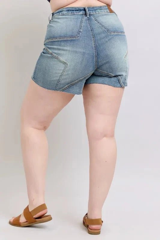 Judy Blue Full Size High Waist Star Seam Detail Denim Shorts Plus Size - Grace & Grit Boutique