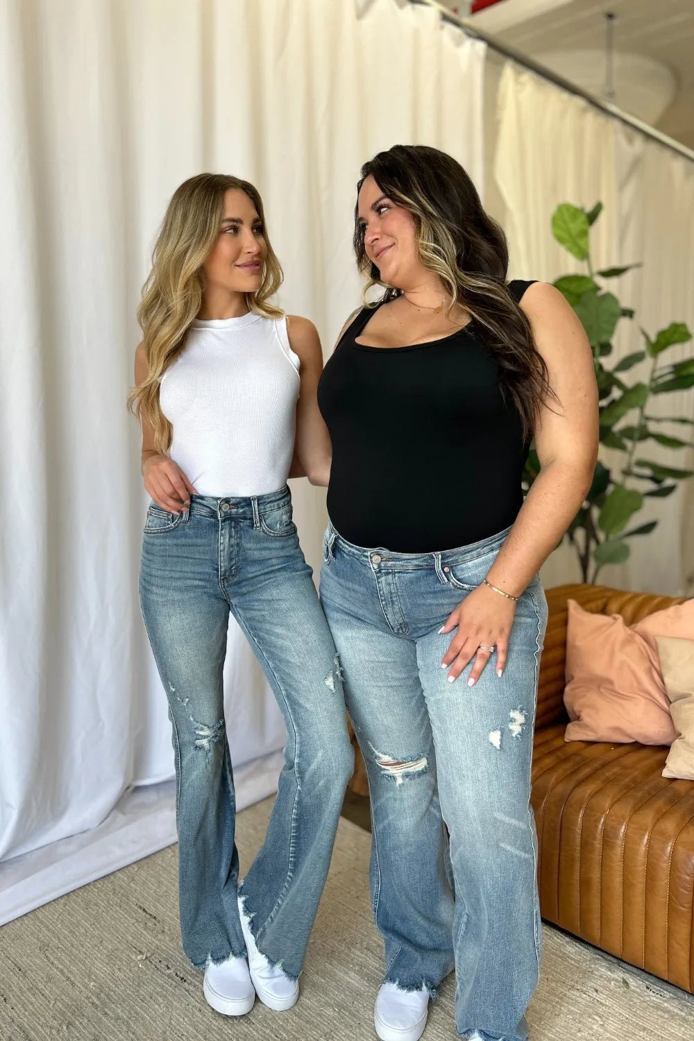 Judy Blue Full Size Medium Rise Tummy Control Destroy Flare - Grace & Grit Boutique