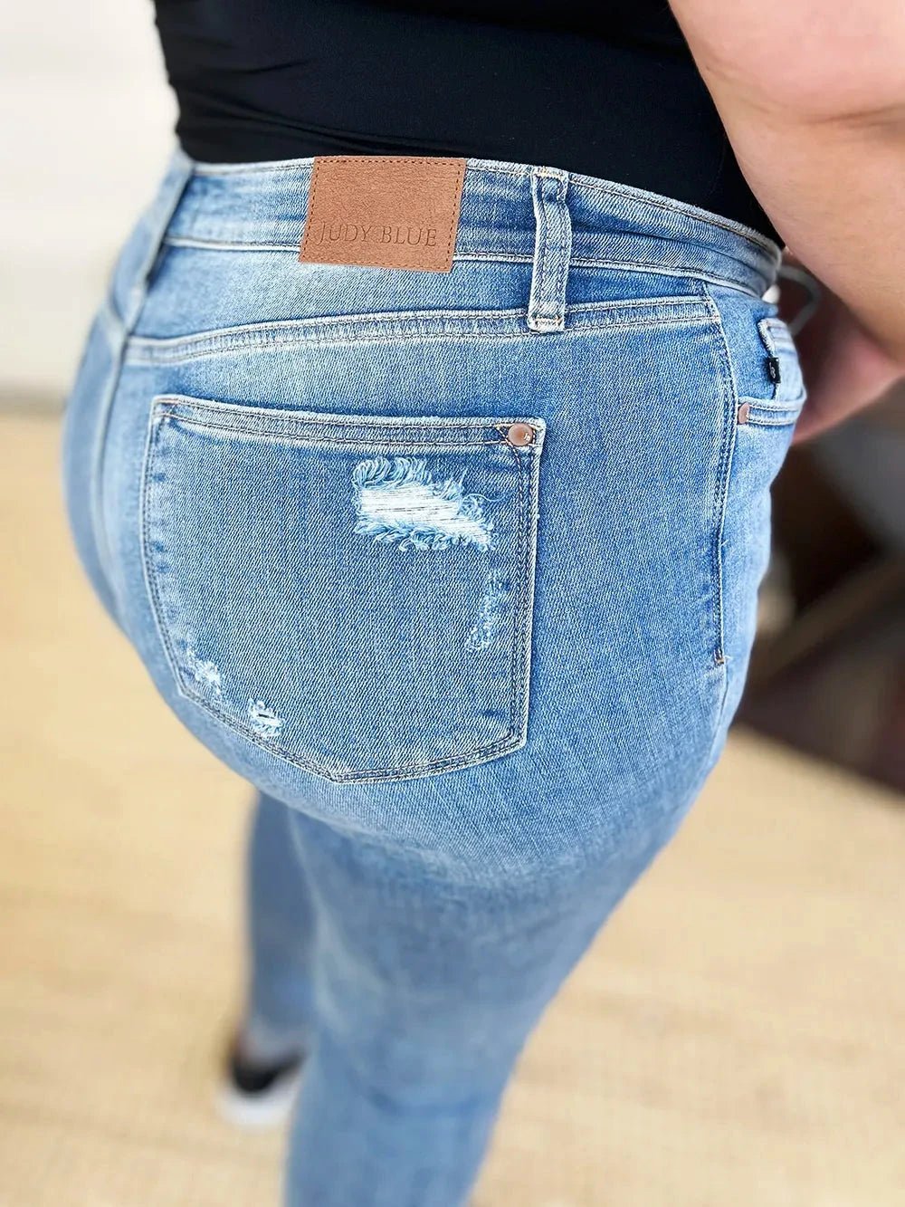 Judy Blue Full Size Mid Rise Destroy & Cuff Skinny Jeans - Grace & Grit Boutique