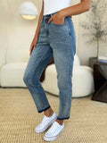 Judy Blue Full Size Mid Rise Rigid Magic Release Hem Jeans by Trendsi