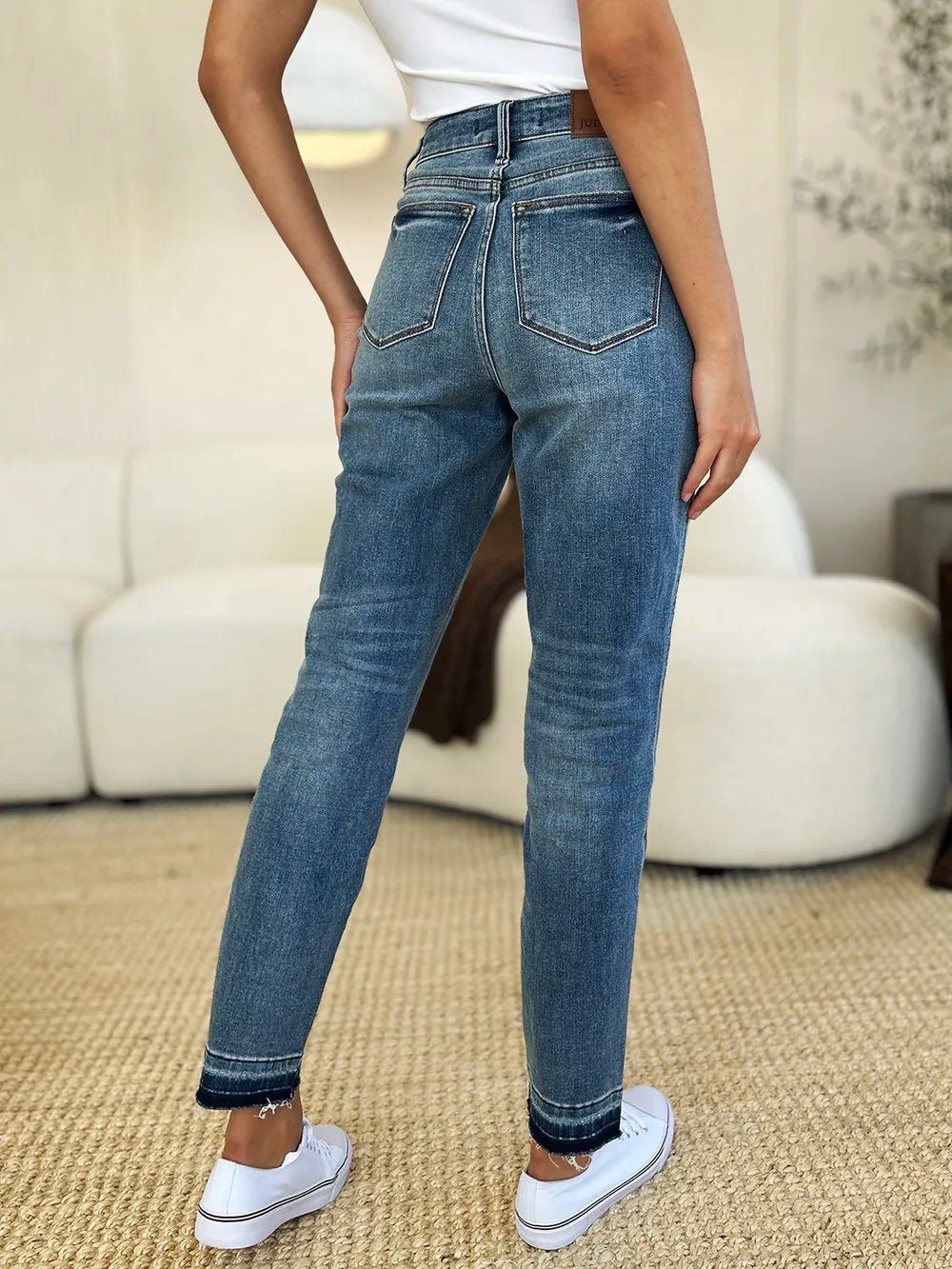 Judy Blue Full Size Mid Rise Rigid Magic Release Hem Jeans by Trendsi