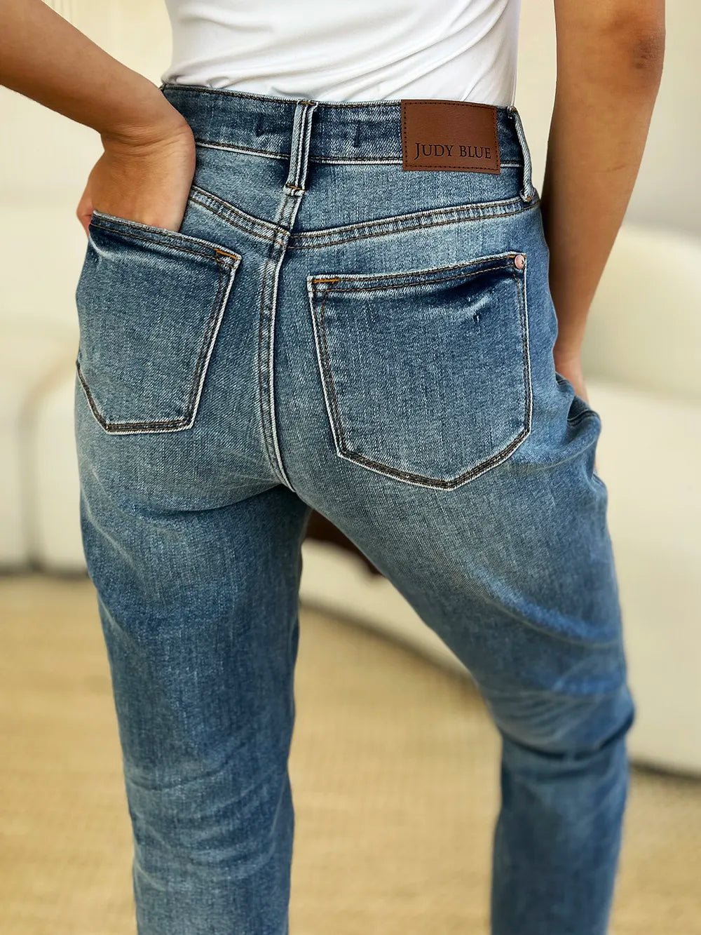 Judy Blue Full Size Mid Rise Rigid Magic Release Hem Jeans by Trendsi