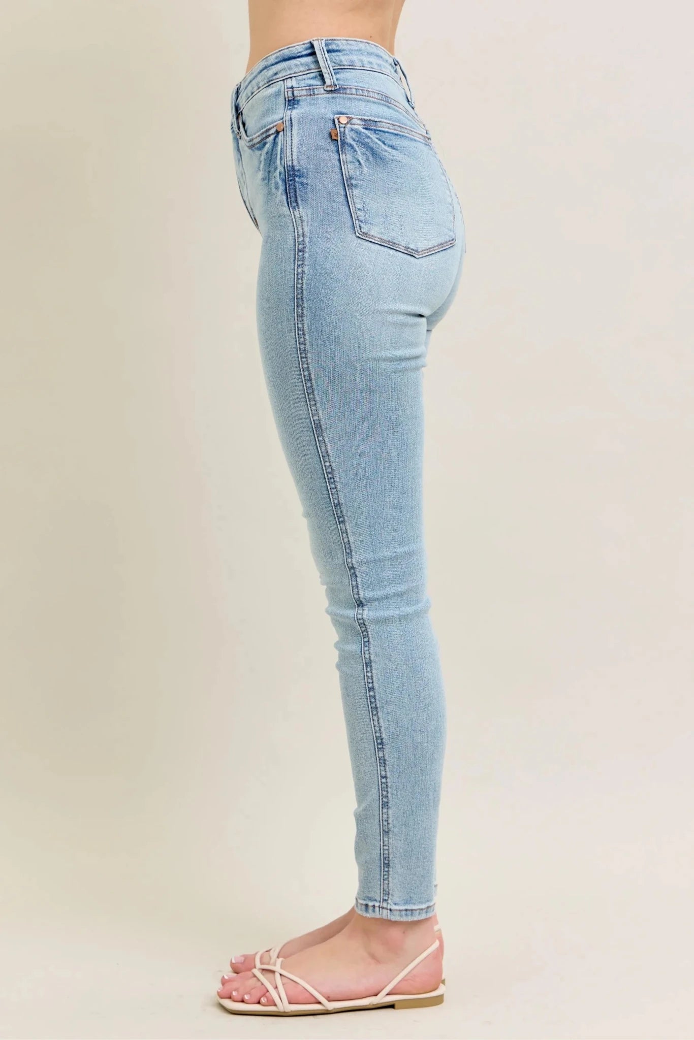 Judy Blue Full Size Mr Tummy Control Vintage Wash Skinny Jeans Plus Size - Grace & Grit Boutique