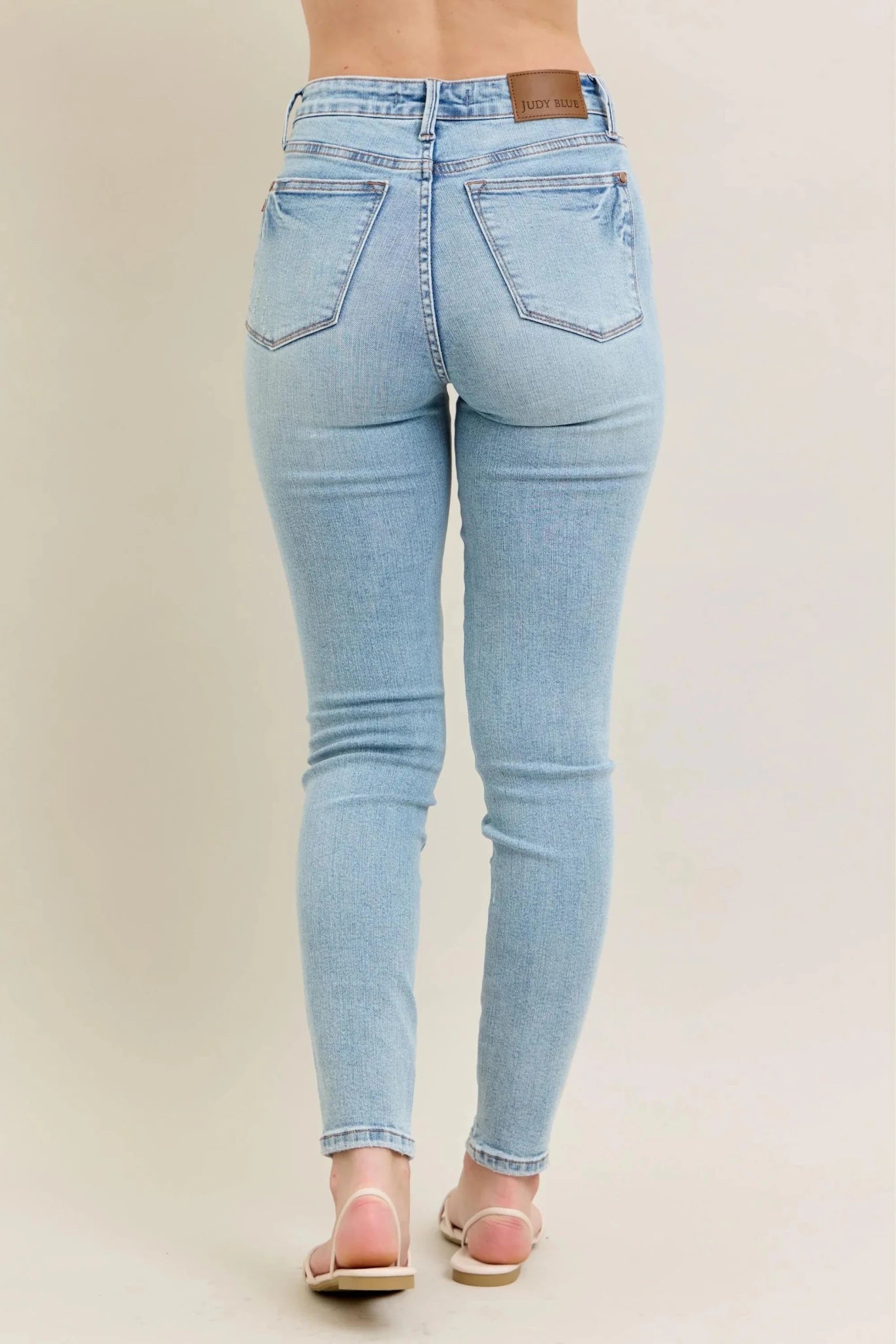 Judy Blue Full Size Mr Tummy Control Vintage Wash Skinny Jeans Plus Size - Grace & Grit Boutique