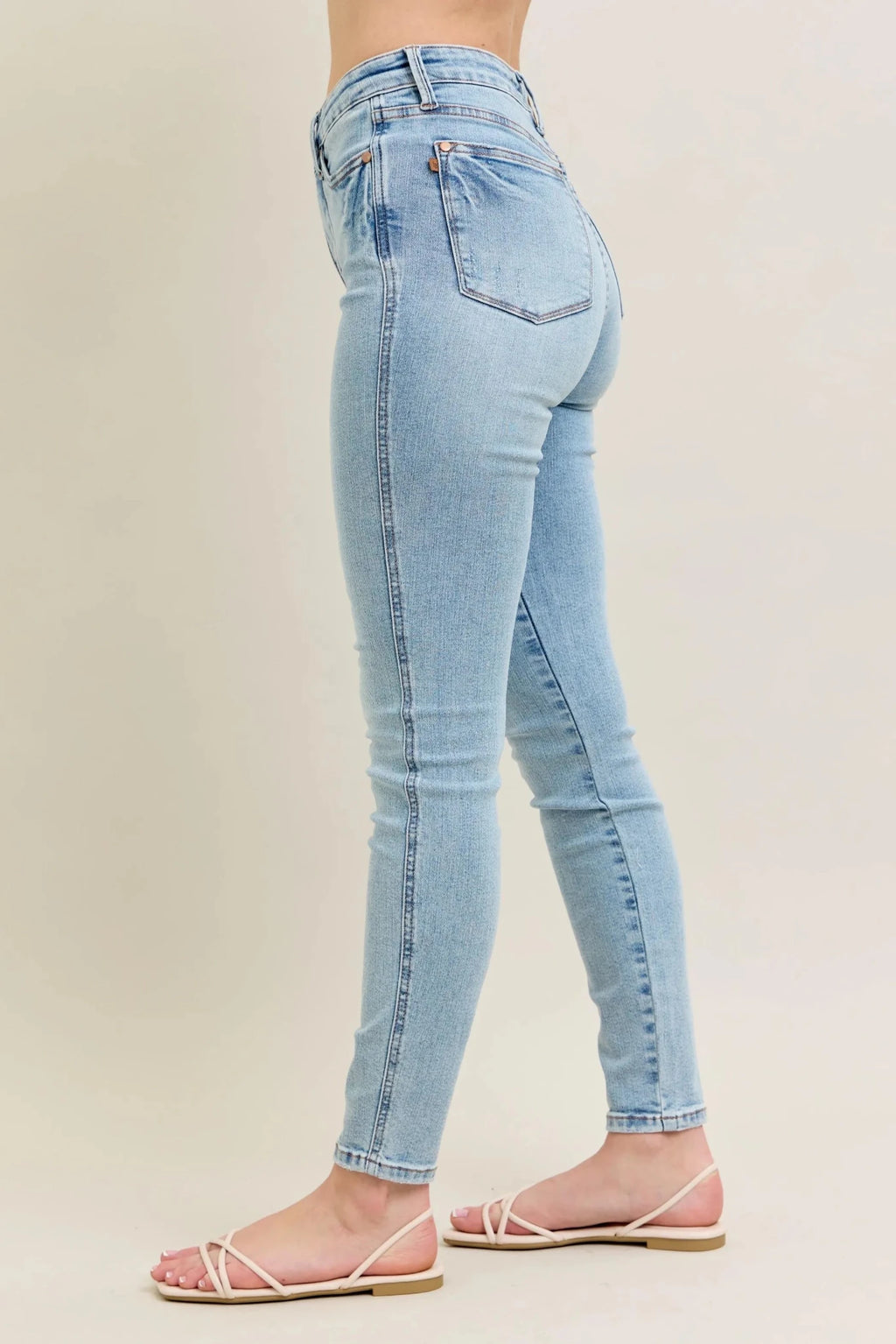 Judy Blue Full Size Mr Tummy Control Vintage Wash Skinny Jeans Plus Size - Grace & Grit Boutique