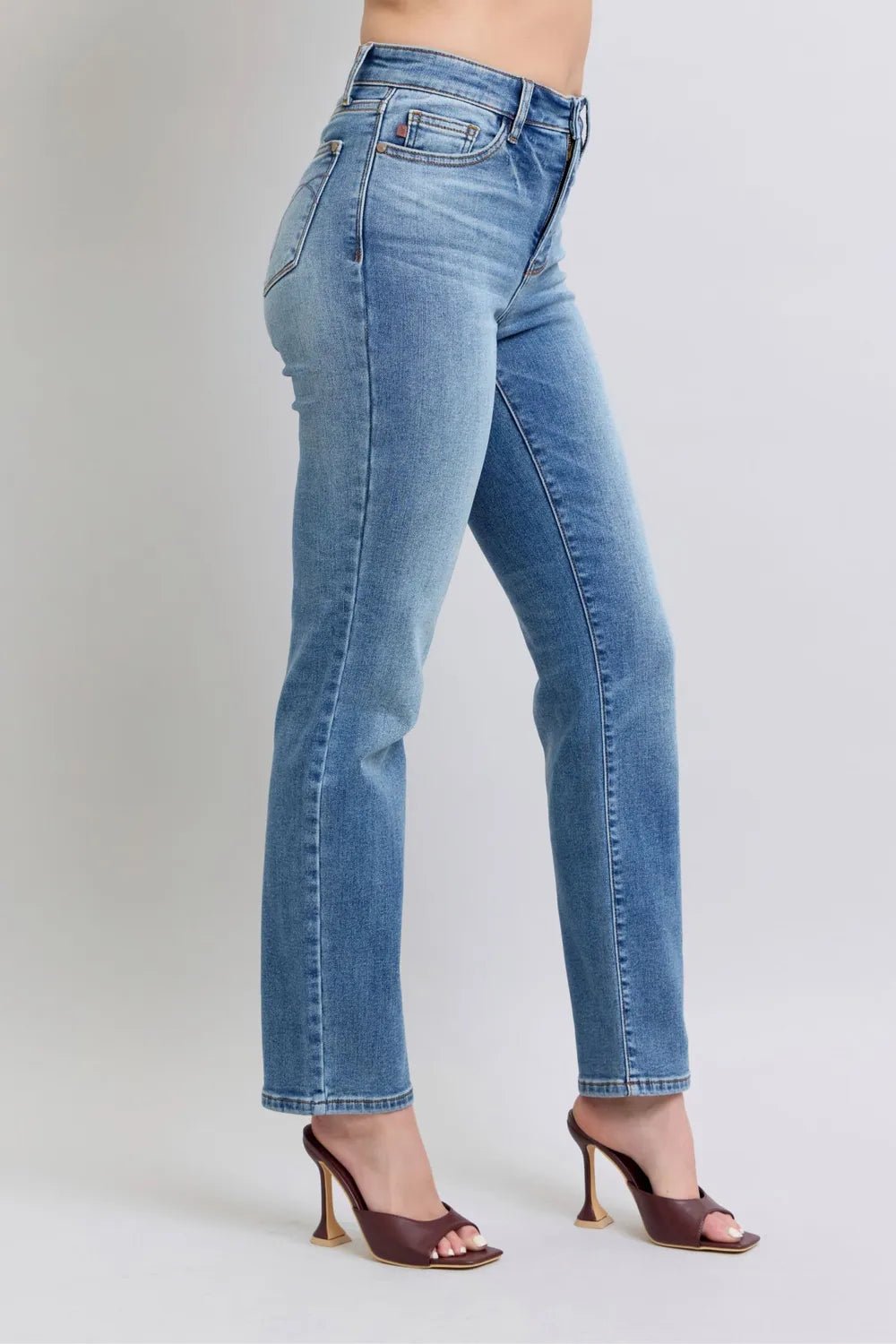 Judy Blue Full Size Run Vintage Wash Thermal Straight Jeans - Grace & Grit Boutique
