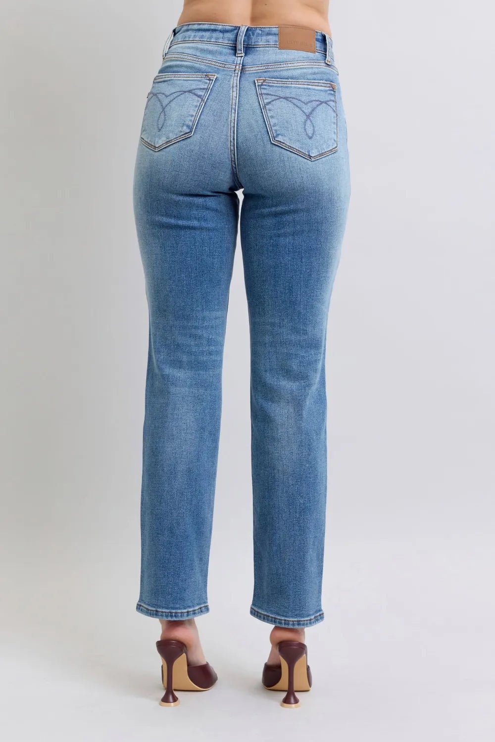 Judy Blue Full Size Run Vintage Wash Thermal Straight Jeans - Grace & Grit Boutique