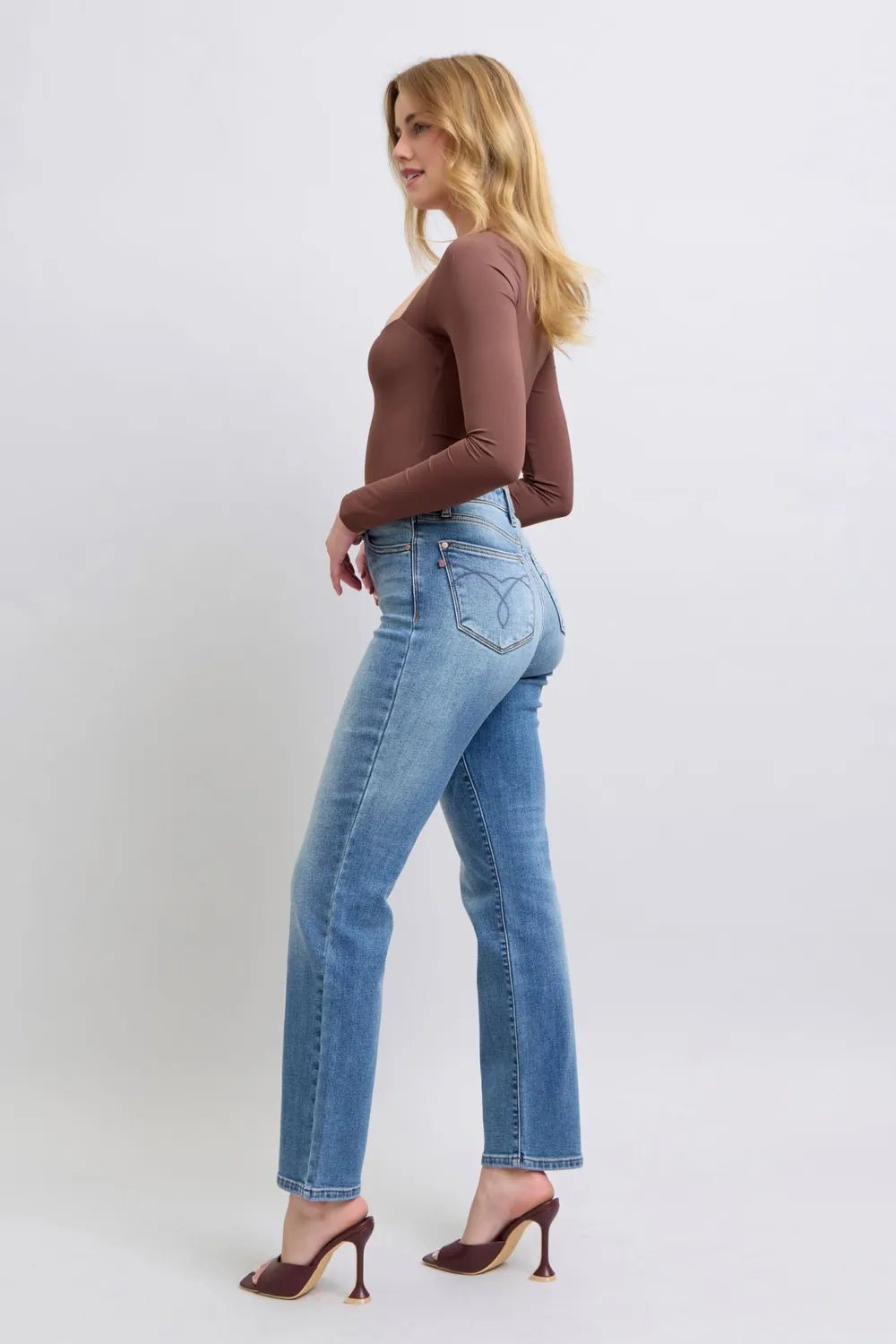 Judy Blue Full Size Run Vintage Wash Thermal Straight Jeans - Grace & Grit Boutique