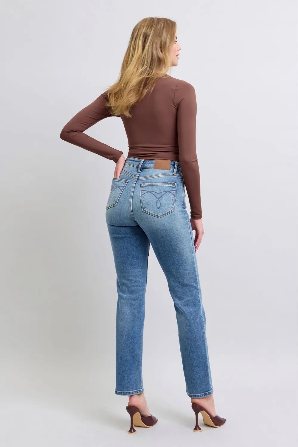 Judy Blue Full Size Run Vintage Wash Thermal Straight Jeans - Grace & Grit Boutique