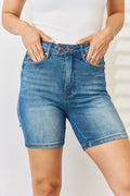 Judy Blue Full Size Tummy Control Double Button Bermuda Denim Shorts - Grace & Grit Boutique