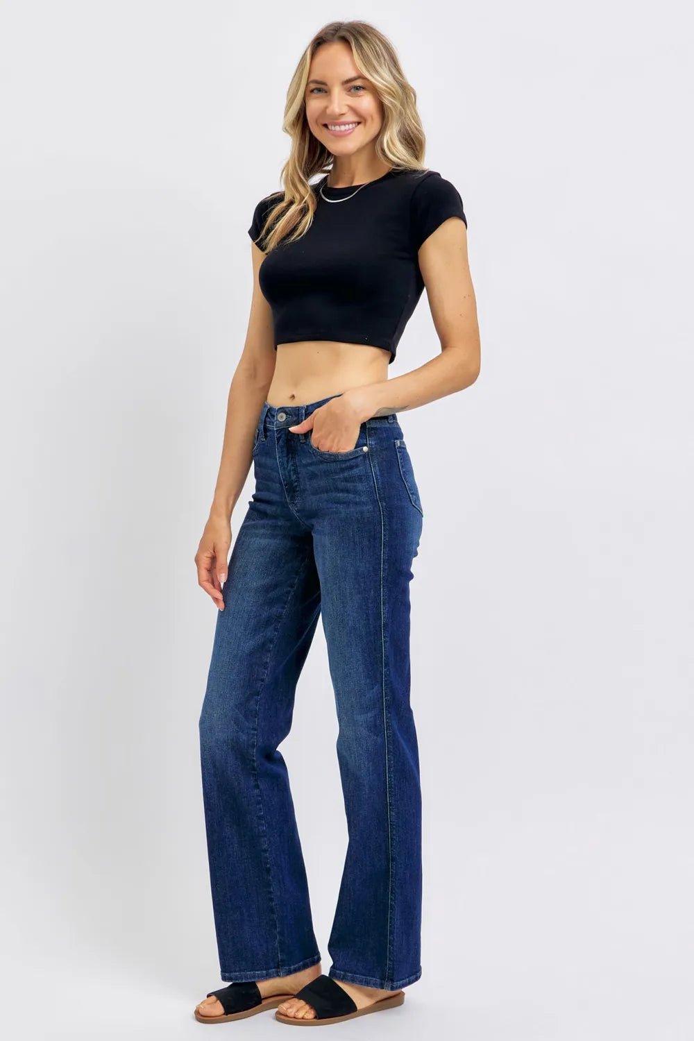 Judy Blue Full Size Tummy Control Straight Jeans Plus Size - Grace & Grit Boutique