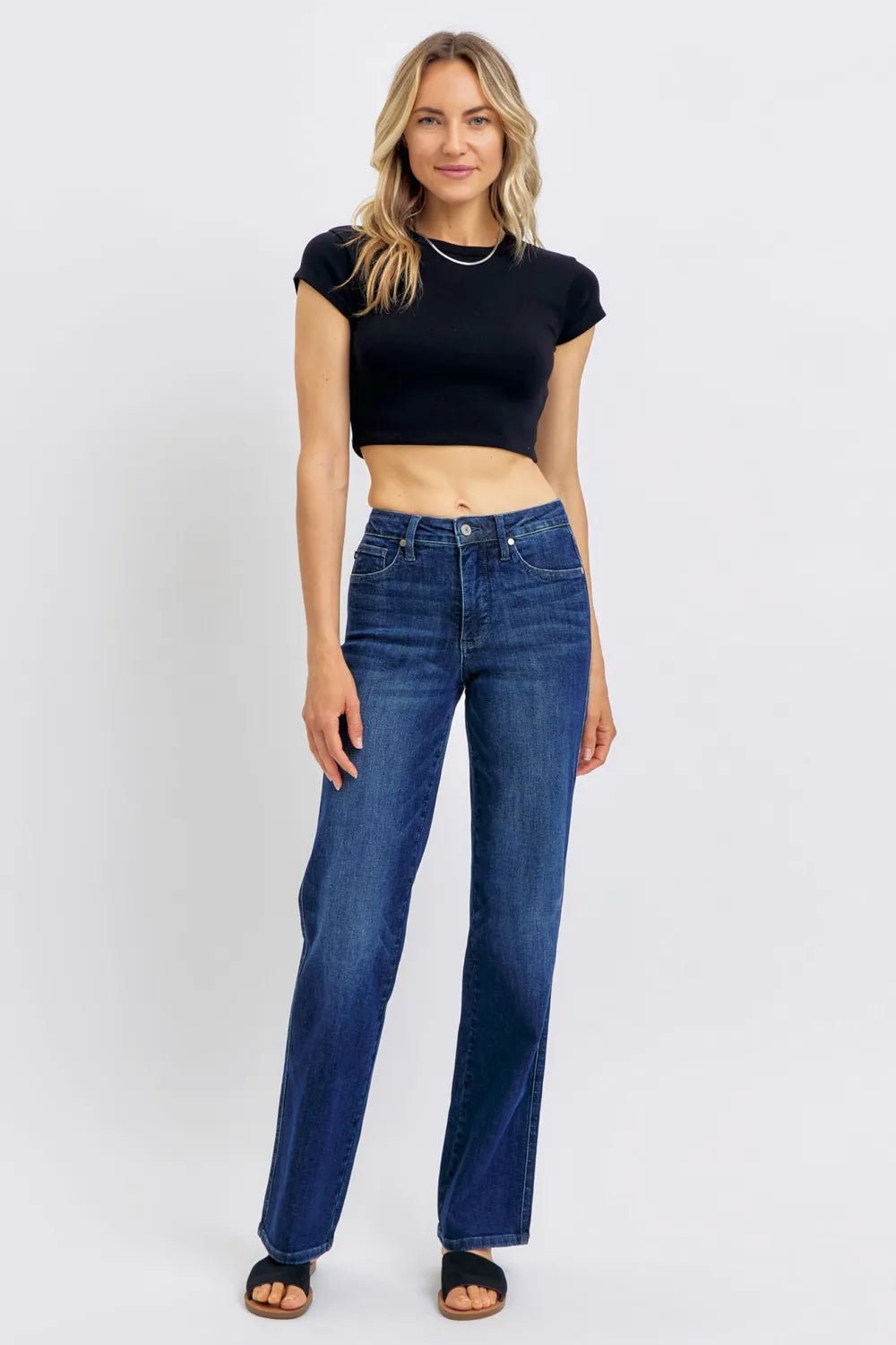 Judy Blue Full Size Tummy Control Straight Jeans Plus Size - Grace & Grit Boutique