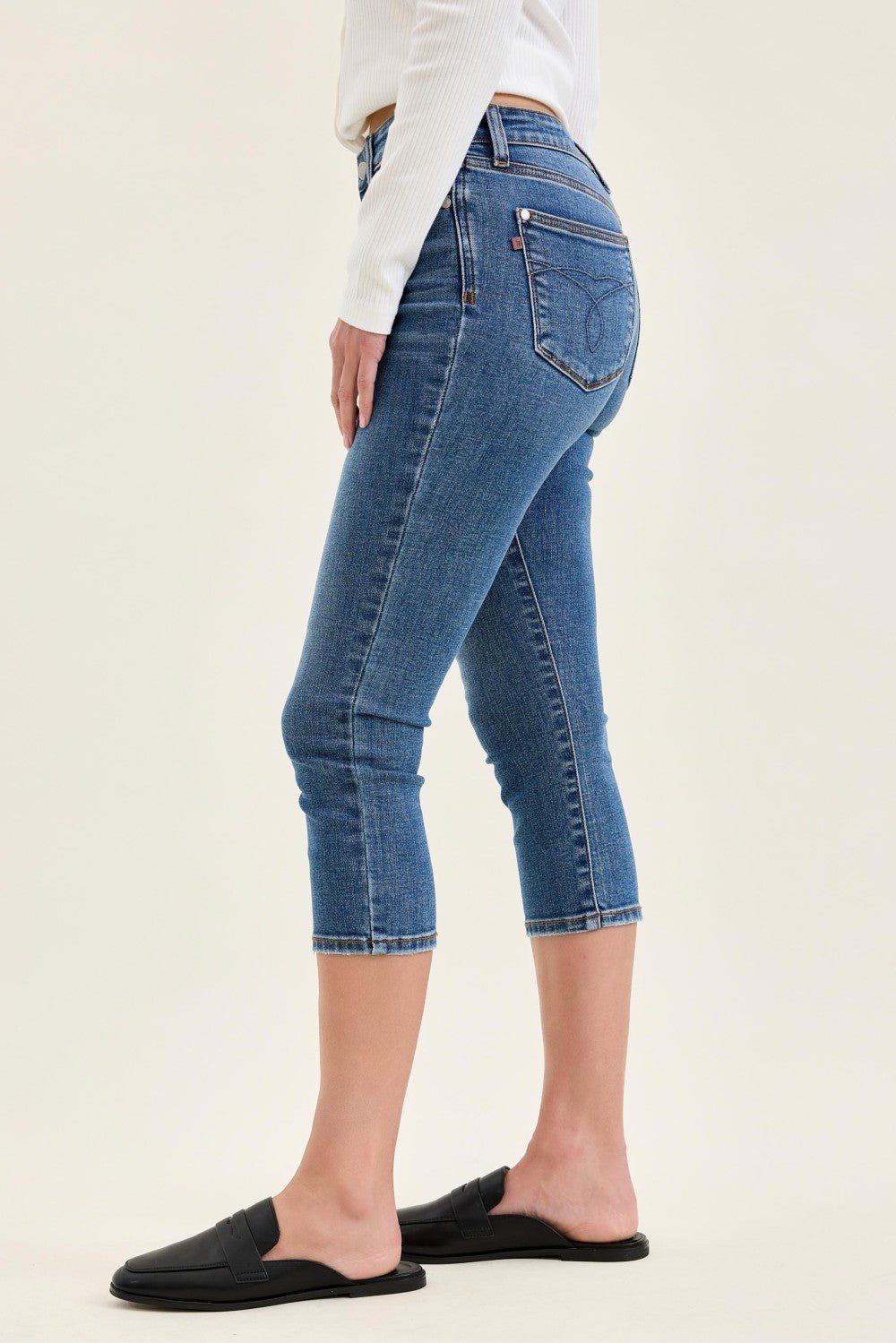 Judy Blue Mid - Rise Stretch Capri Jeans - Grace & Grit Boutique