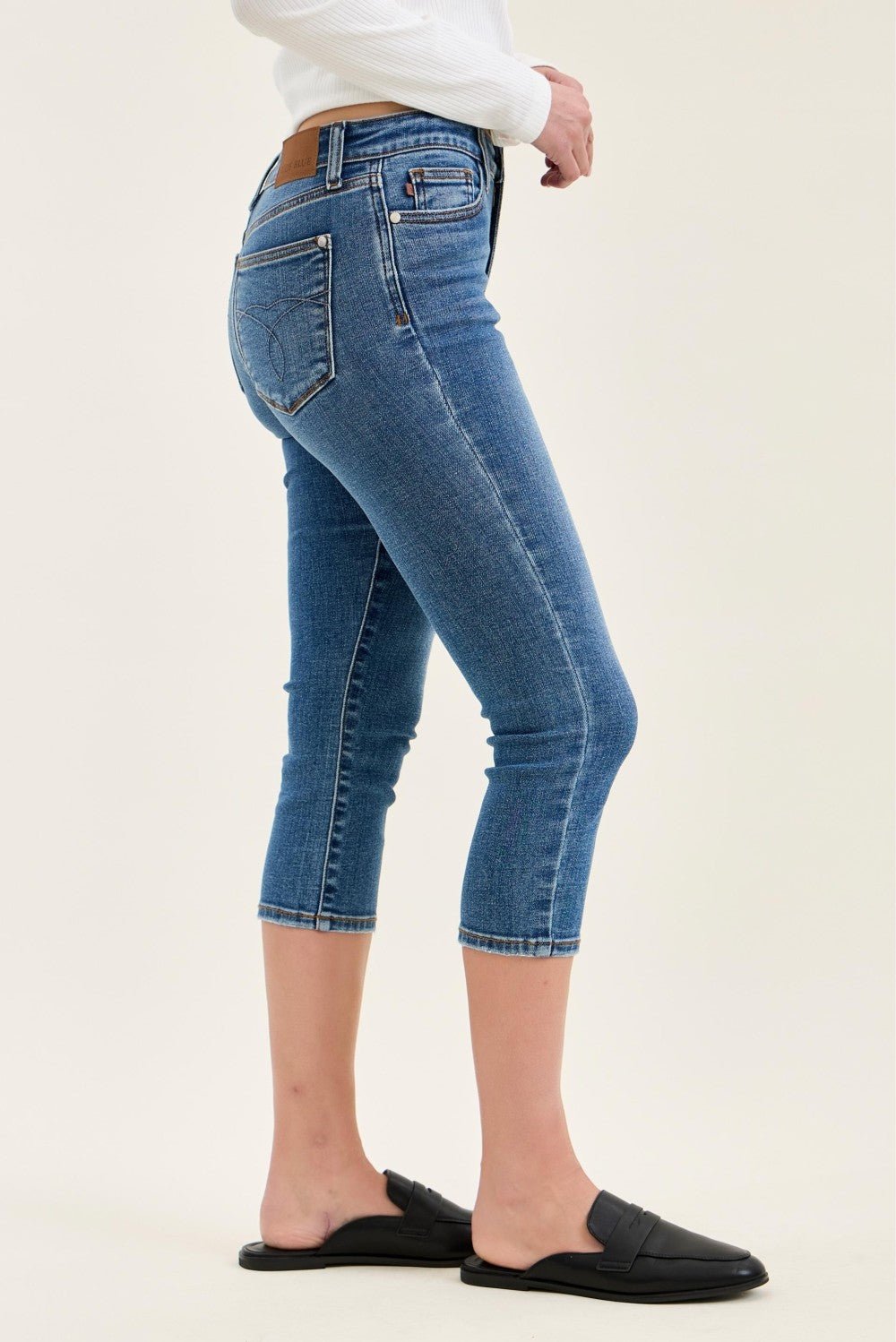 Judy Blue Mid - Rise Stretch Capri Jeans - Grace & Grit Boutique