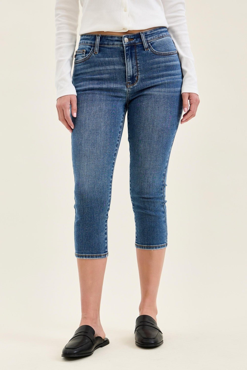 Judy Blue Mid - Rise Stretch Capri Jeans - Grace & Grit Boutique