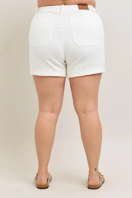Judy Blue Plus Size High Waist Cuff Denim Shorts - Grace & Grit Boutique