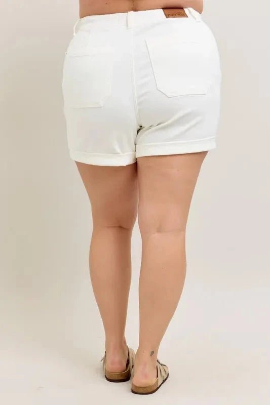 Judy Blue Plus Size High Waist Cuff Denim Shorts - Grace & Grit Boutique