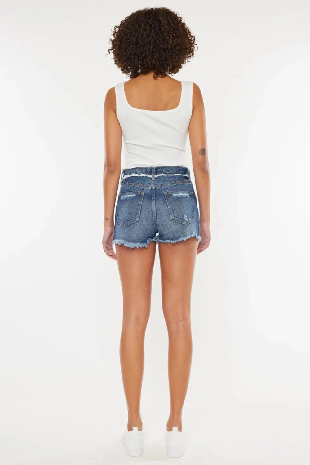 Kancan Distressed Button Fly Denim Shorts - Grace & Grit Boutique