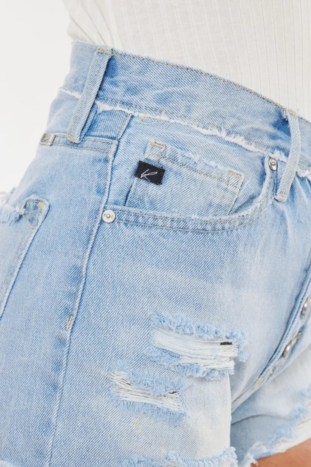 Kancan Distressed Button Fly Denim Shorts - Grace & Grit Boutique