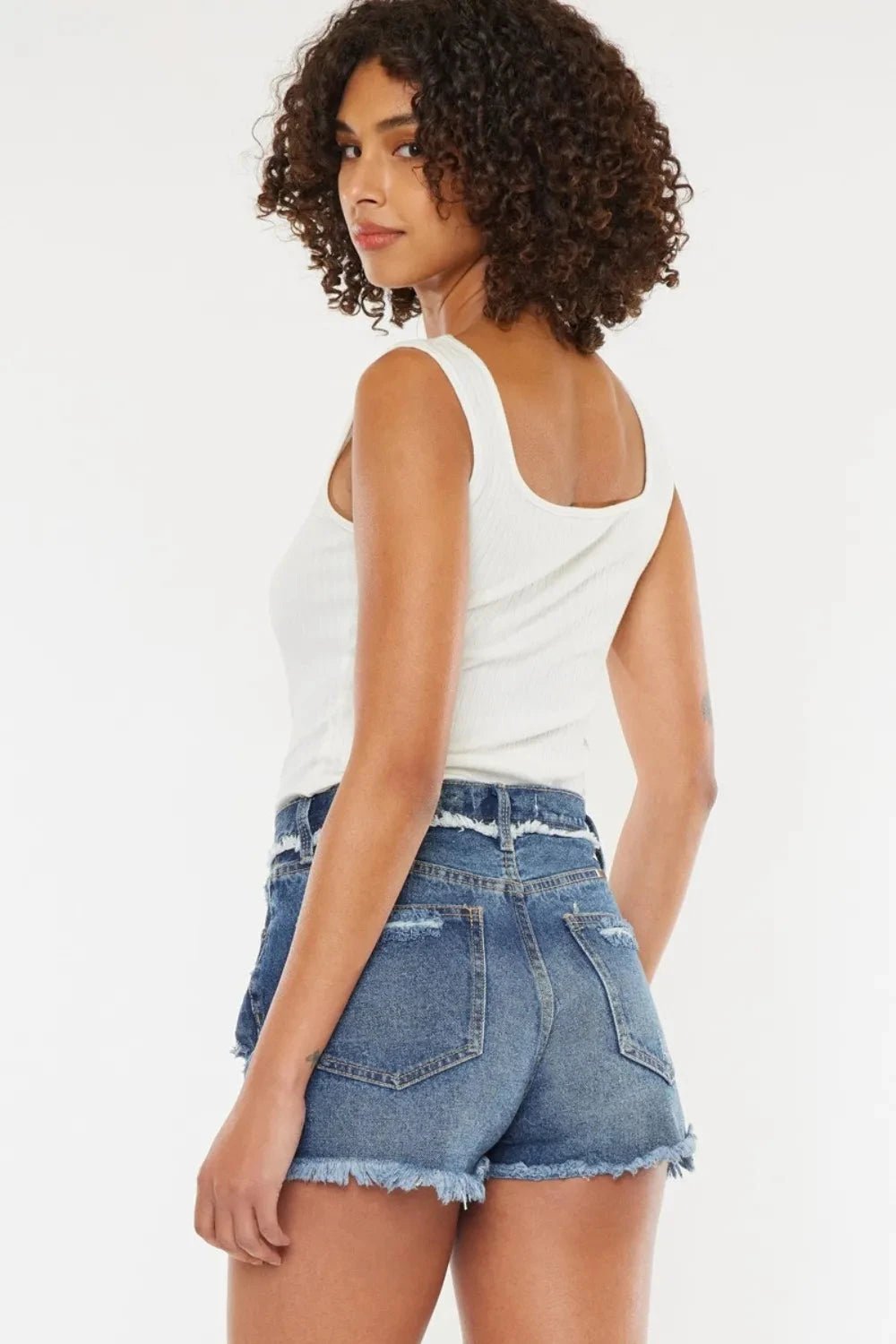 Kancan Distressed Button Fly Denim Shorts - Grace & Grit Boutique