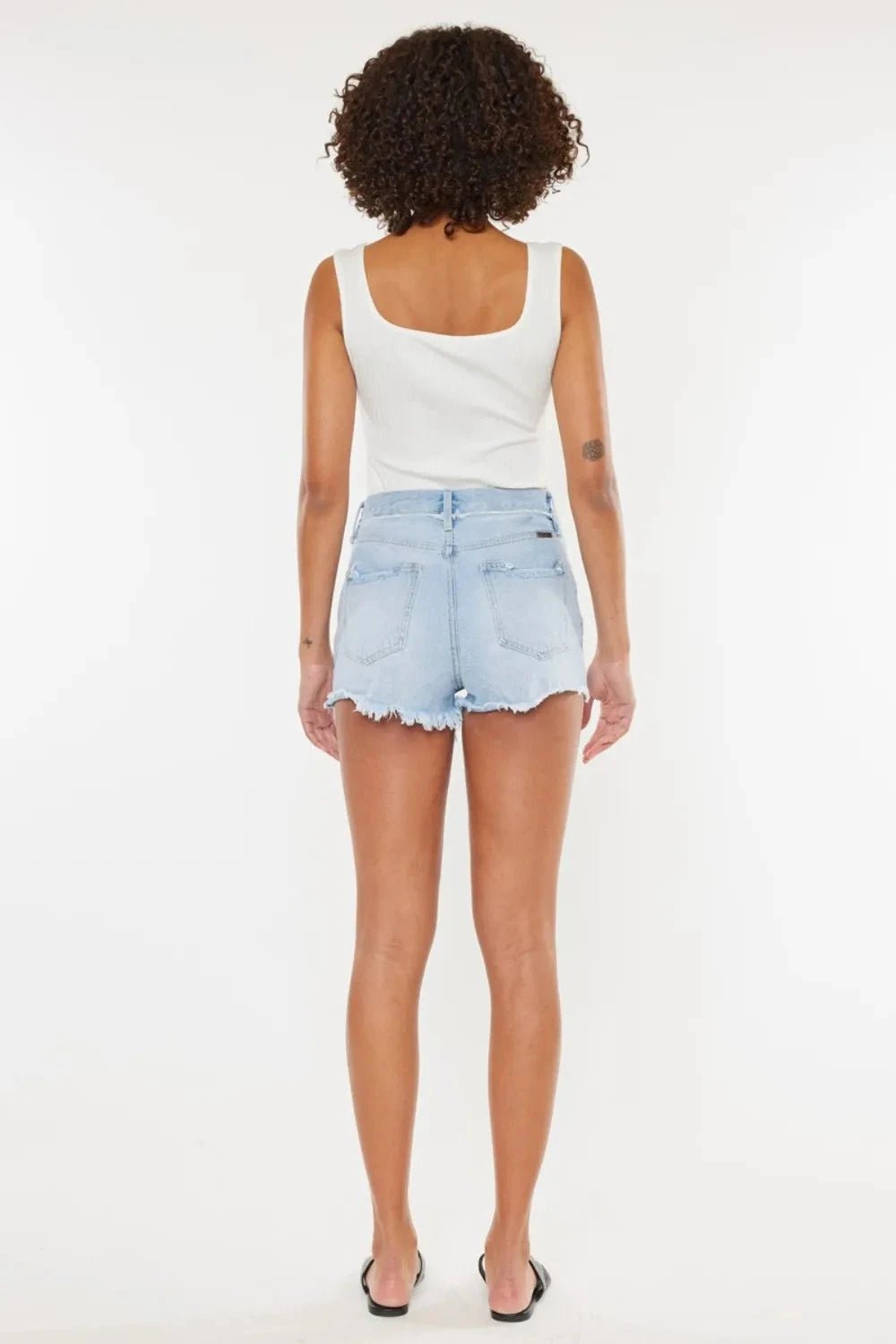 Kancan Distressed Button Fly Denim Shorts - Grace & Grit Boutique