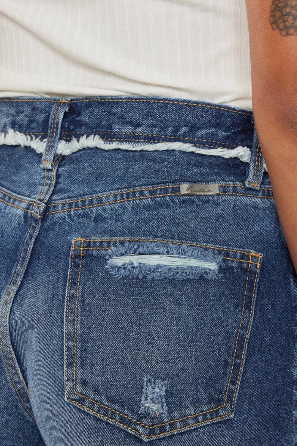 Kancan Distressed Button Fly Denim Shorts - Grace & Grit Boutique