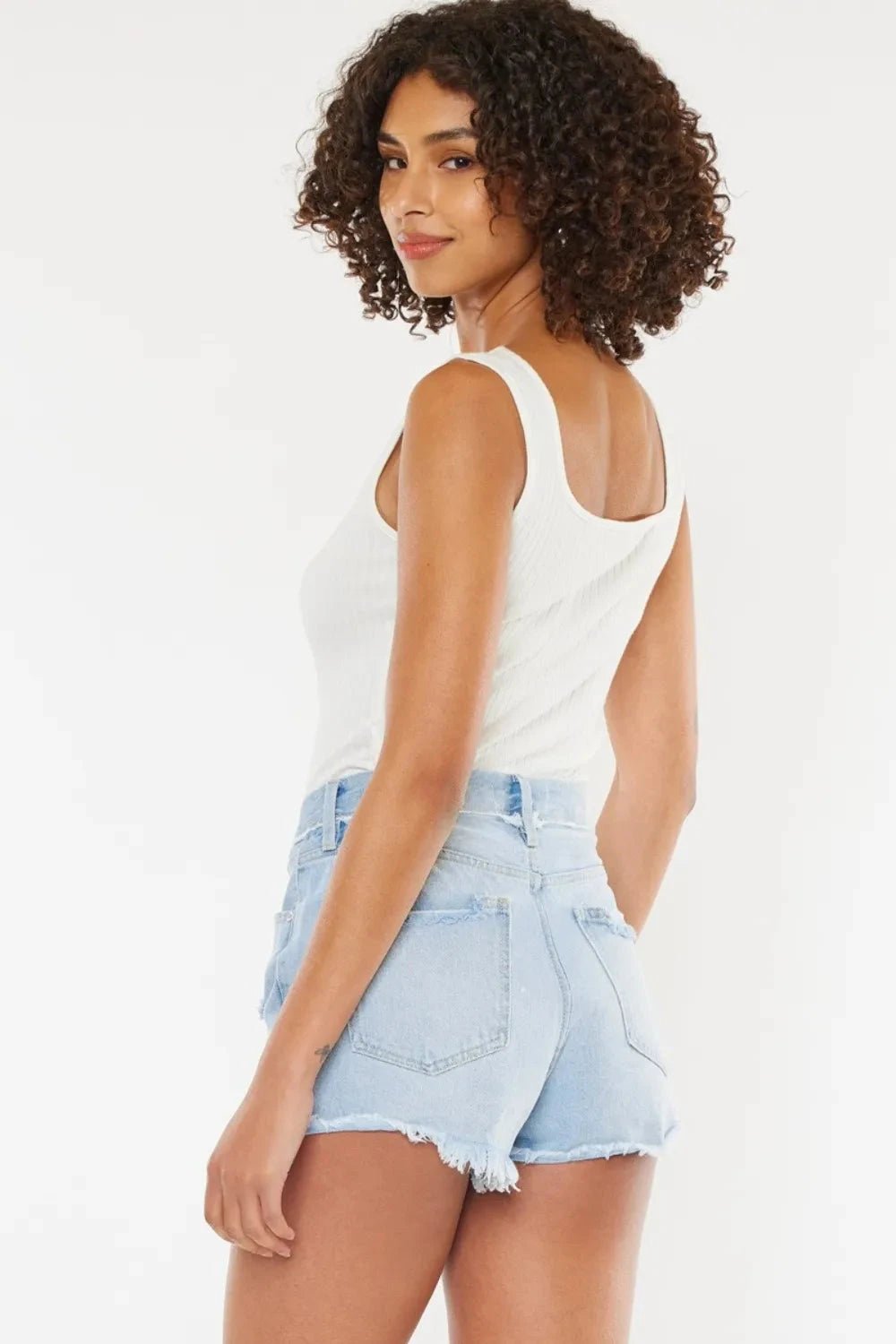 Kancan Distressed Button Fly Denim Shorts - Grace & Grit Boutique