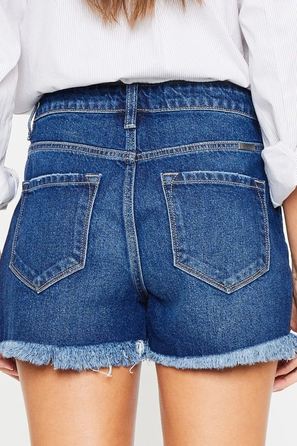 Kancan High Rise Frayed Hem Denim Shorts - Grace & Grit Boutique