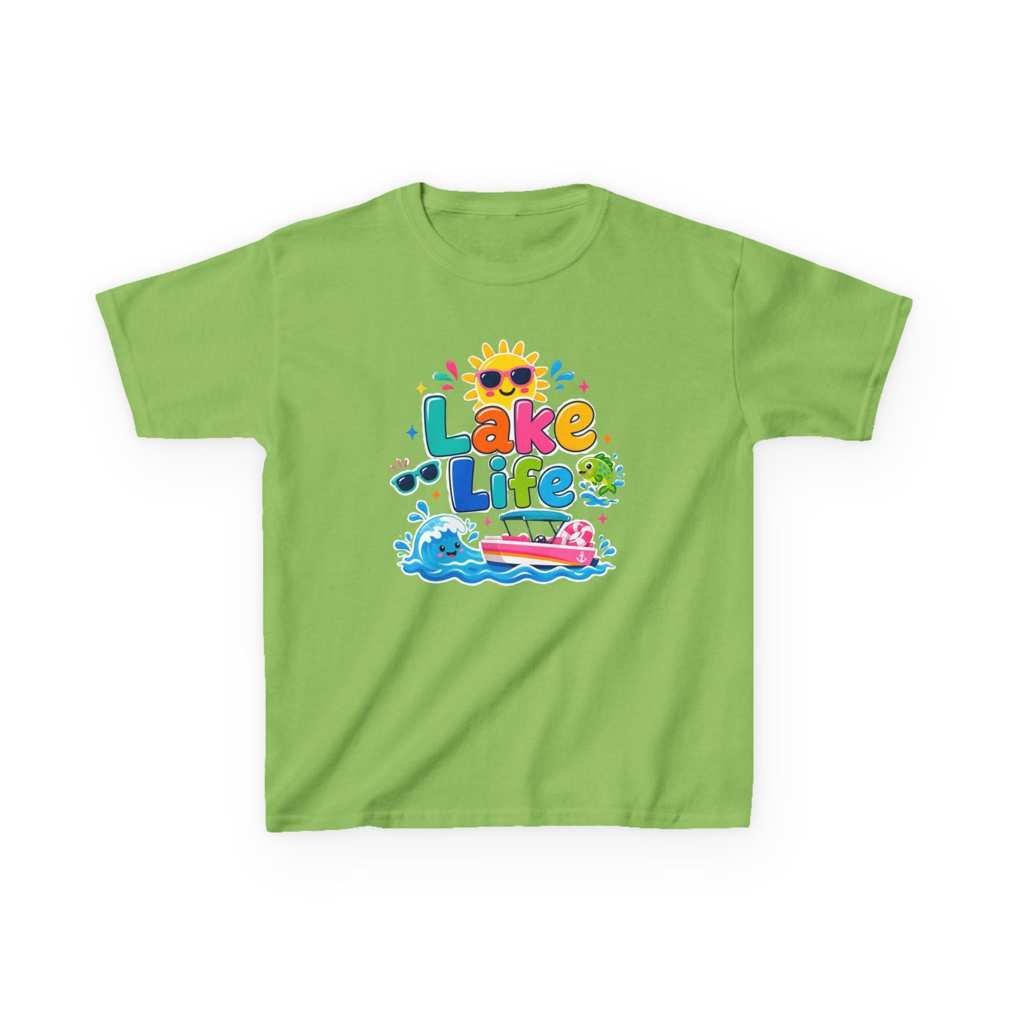 Kids 'Lake Life' Graphic Tee — Cute Summer Sun & Boat Shirt by Printify
