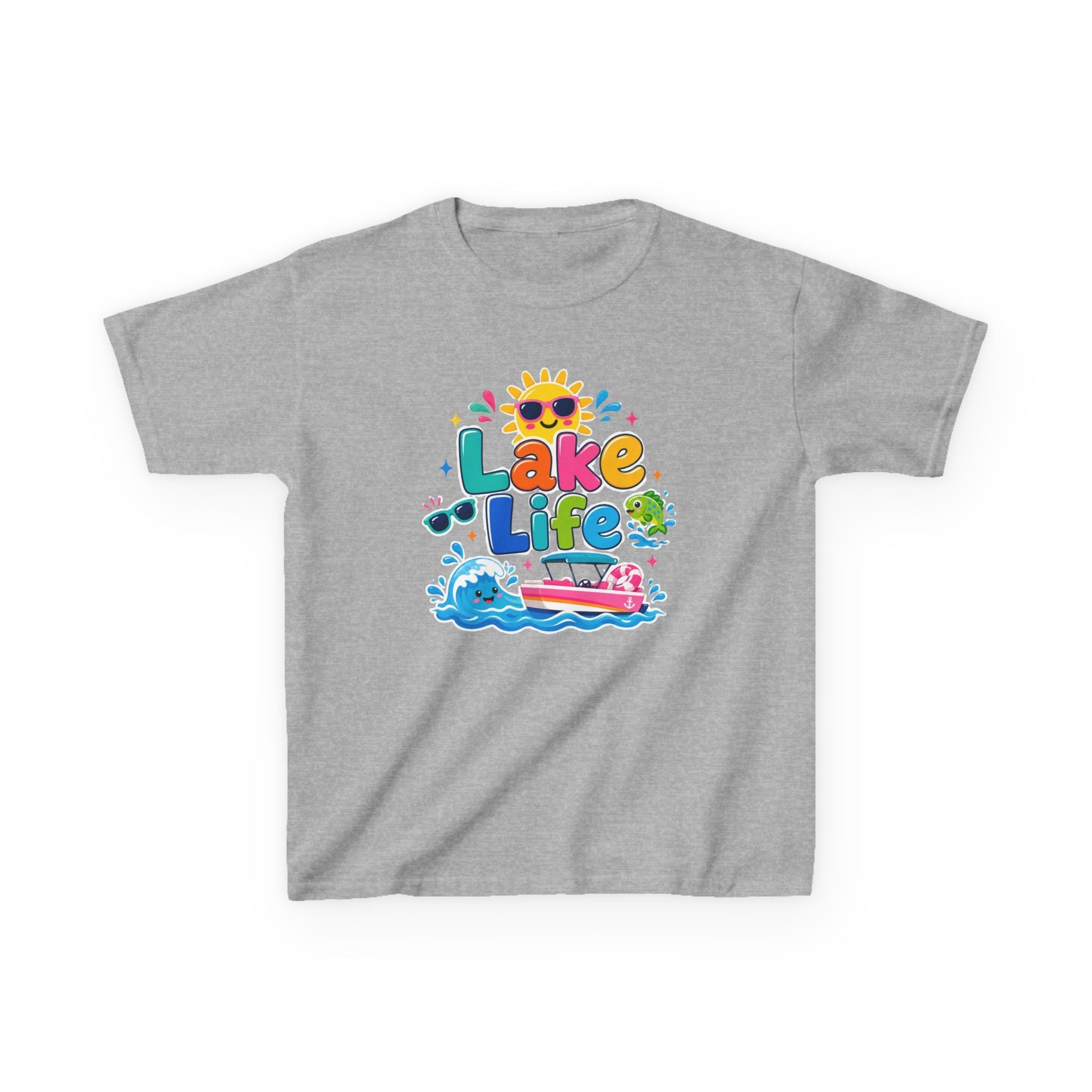 Kids 'Lake Life' Graphic Tee — Cute Summer Sun & Boat Shirt by Printify