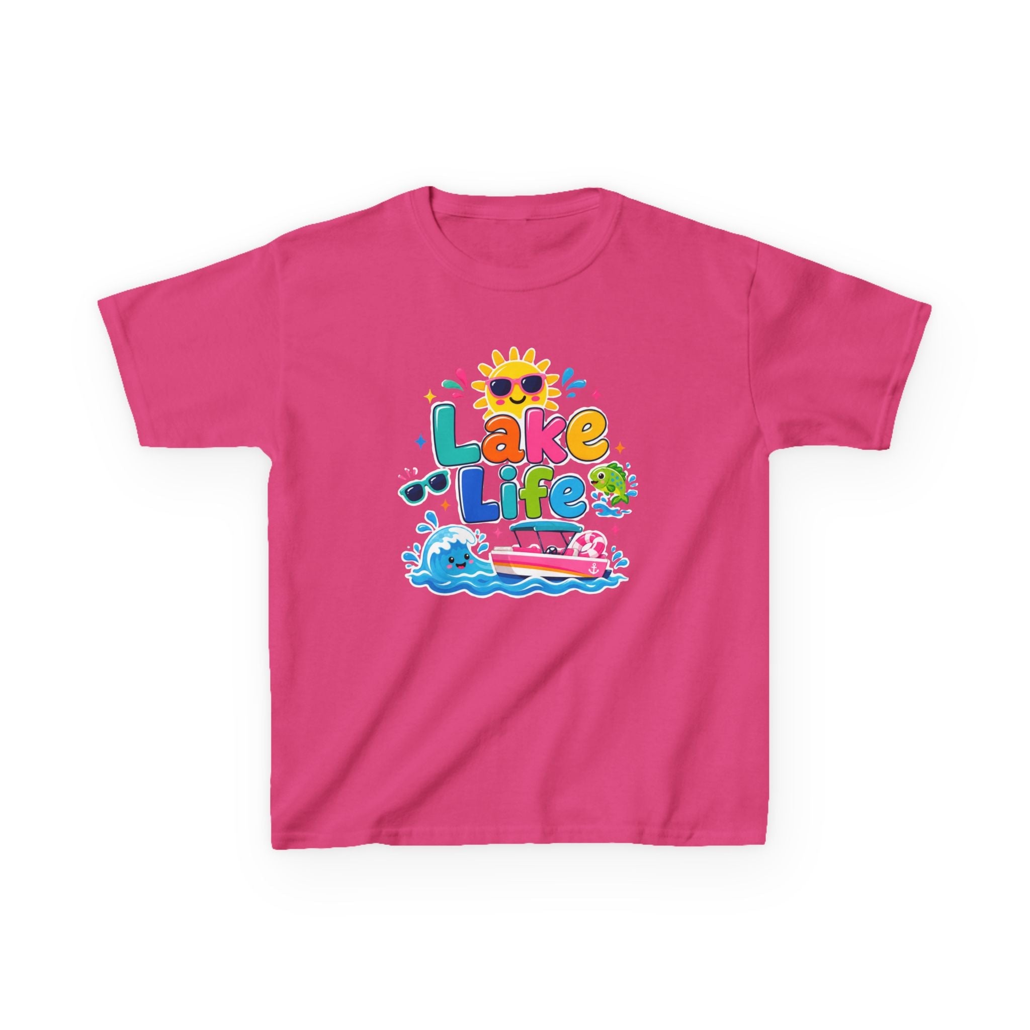 Kids 'Lake Life' Graphic Tee — Cute Summer Sun & Boat Shirt by Printify