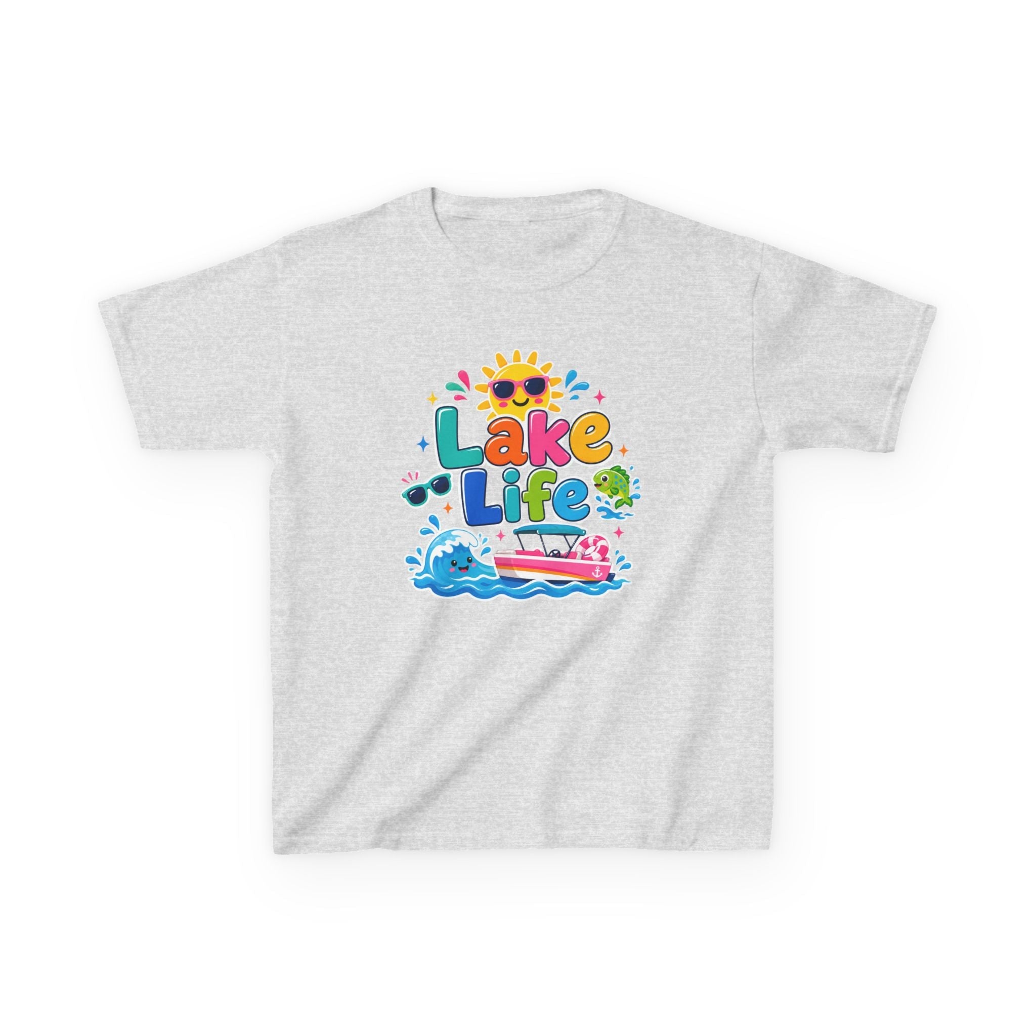 Kids 'Lake Life' Graphic Tee — Cute Summer Sun & Boat Shirt by Printify
