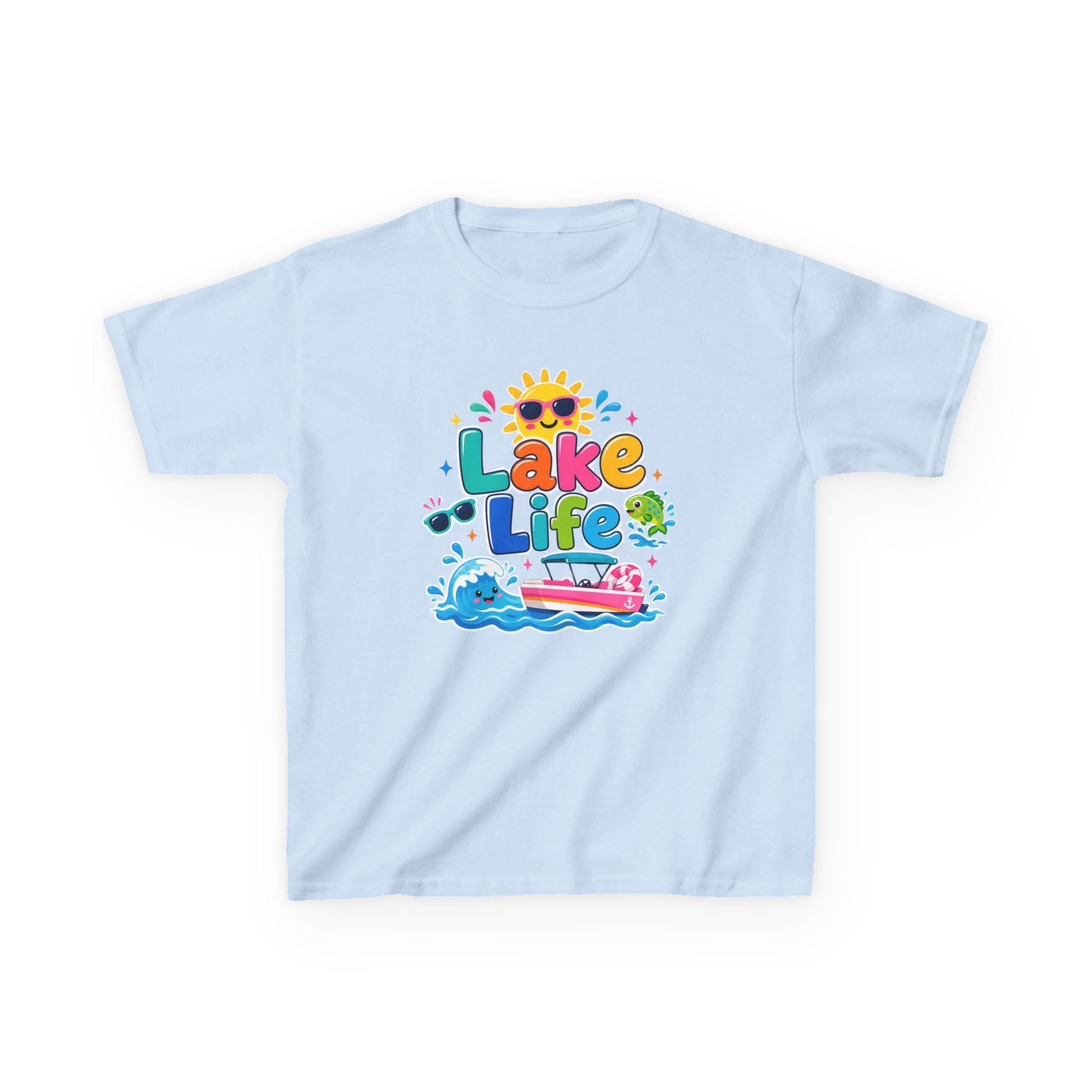 Kids 'Lake Life' Graphic Tee — Cute Summer Sun & Boat Shirt by Printify