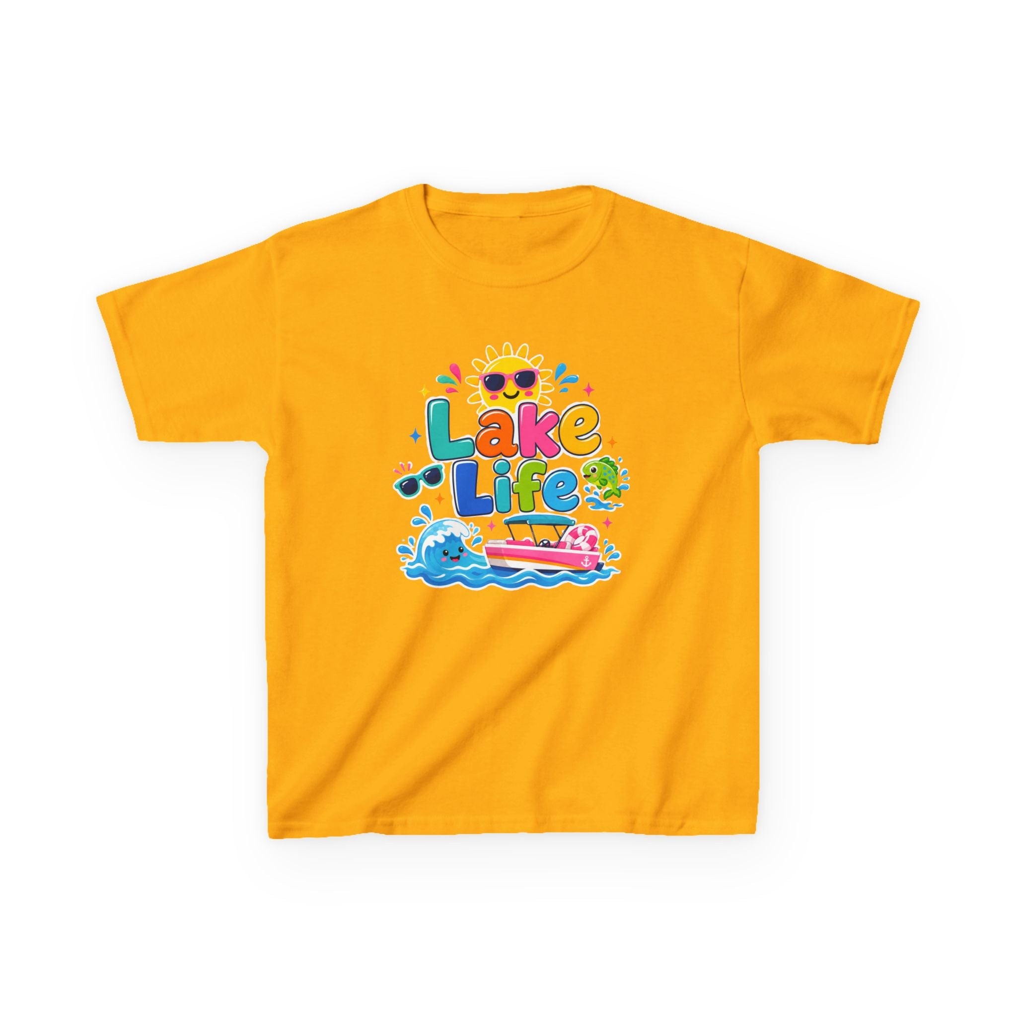 Kids 'Lake Life' Graphic Tee — Cute Summer Sun & Boat Shirt by Printify