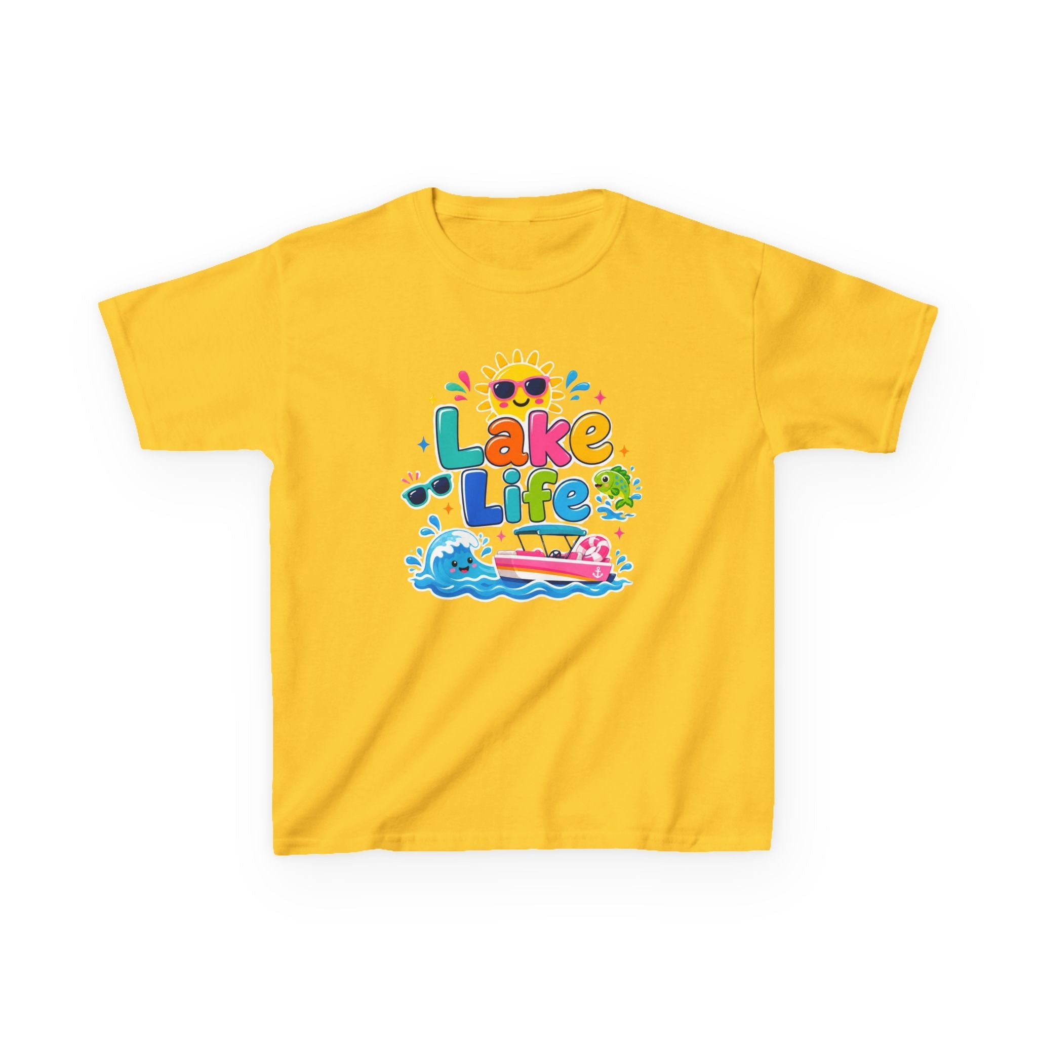 Kids 'Lake Life' Graphic Tee — Cute Summer Sun & Boat Shirt by Printify