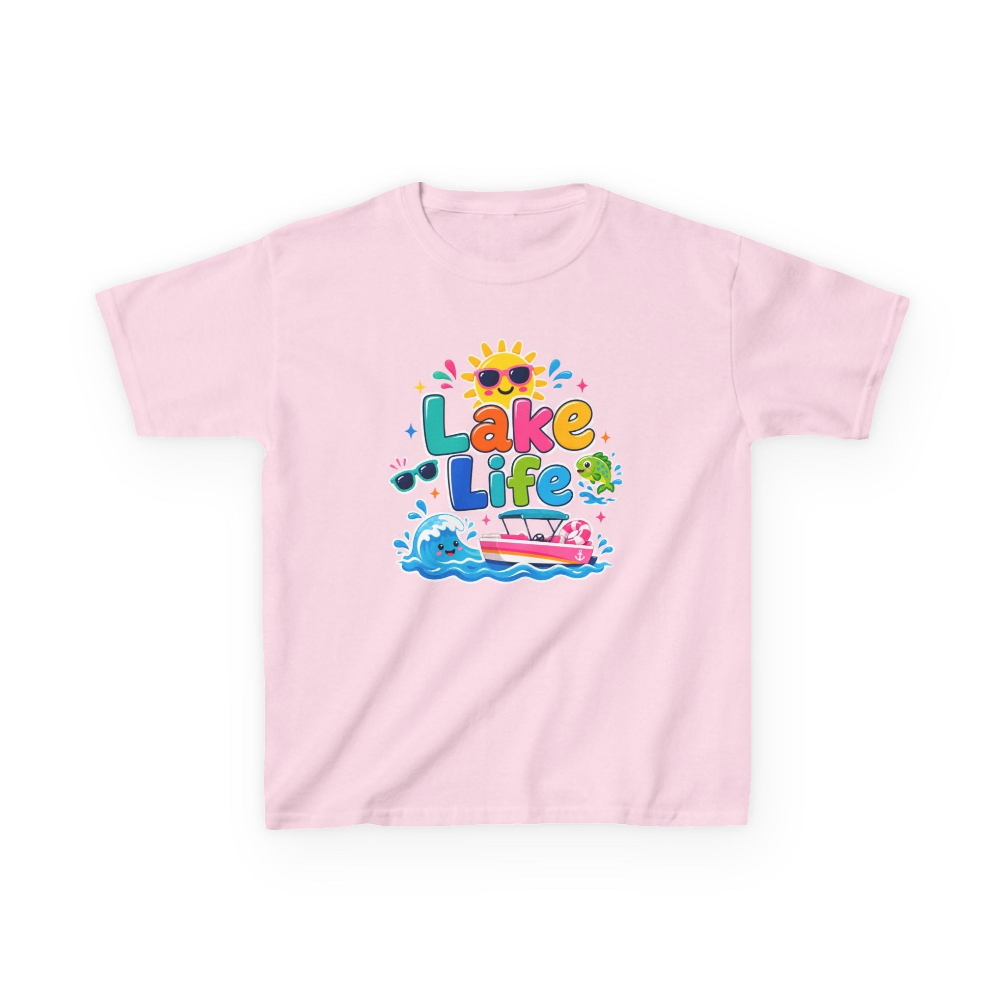 Kids 'Lake Life' Graphic Tee — Cute Summer Sun & Boat Shirt by Printify