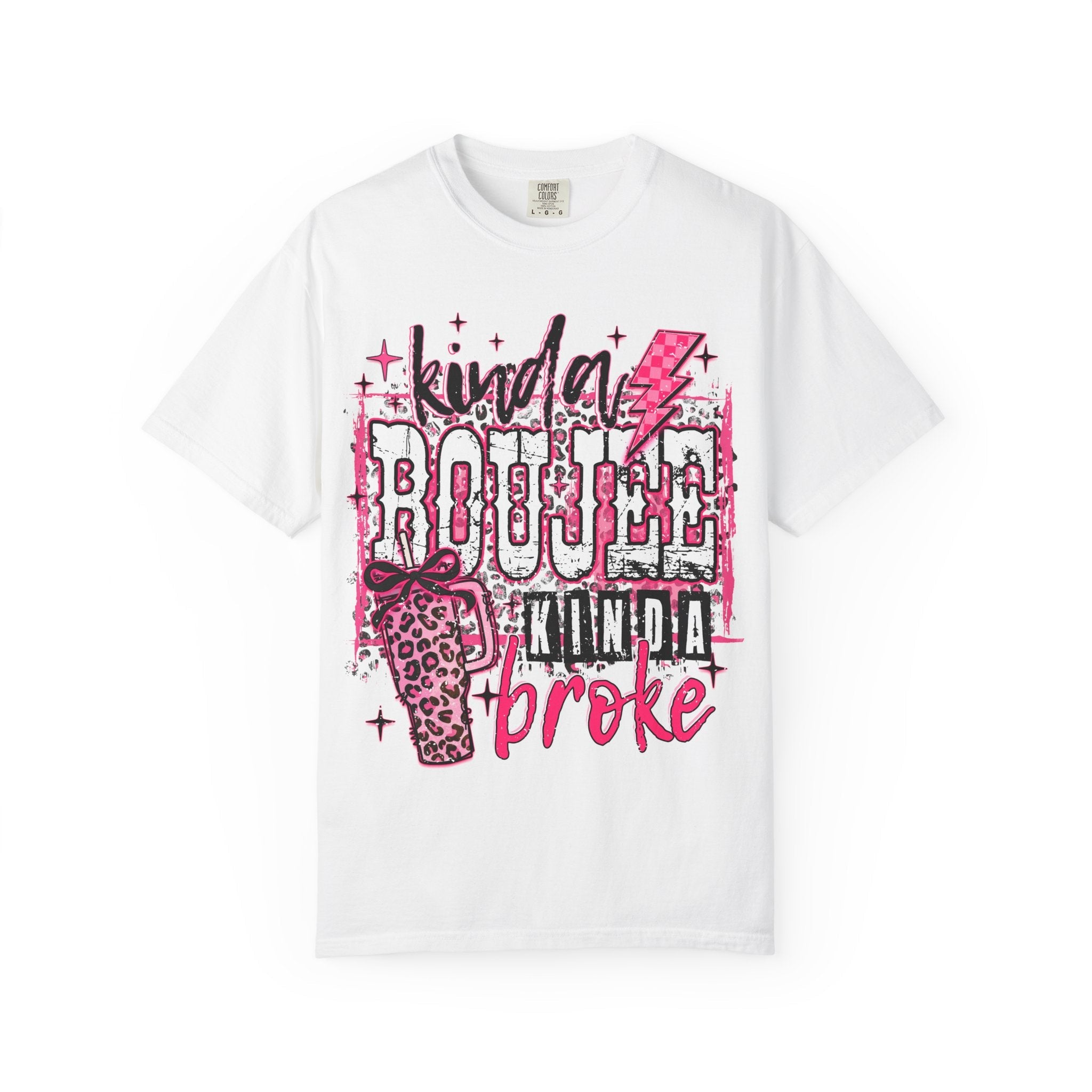 Kinda Boujee Kinda Broke Pink Leopard Graphic T-Shirt - Grace & Grit Boutique