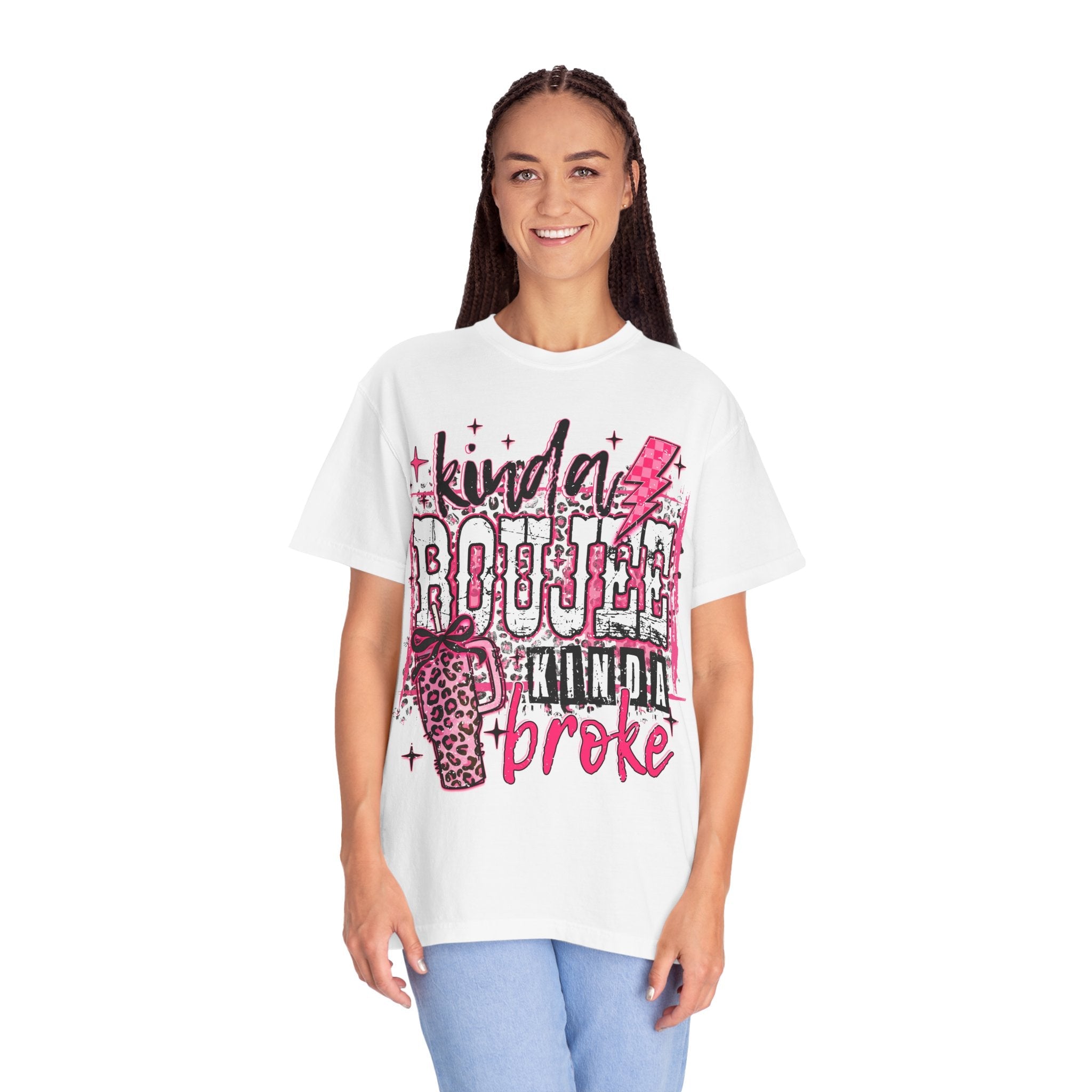 Kinda Boujee Kinda Broke Pink Leopard Graphic T-Shirt - Grace & Grit Boutique