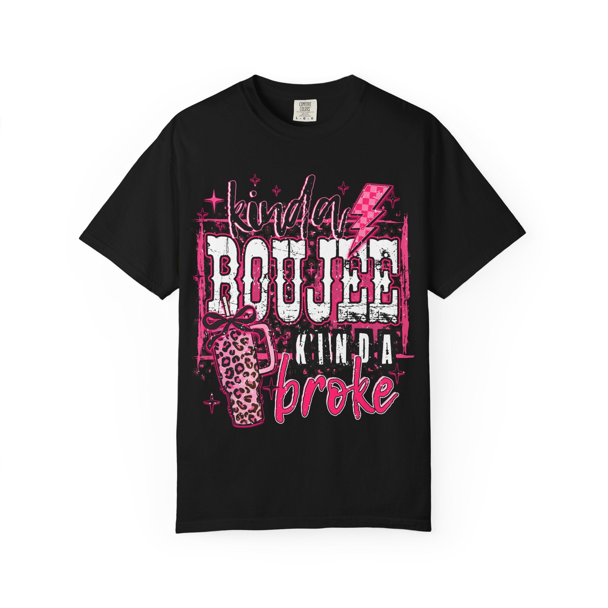 Kinda Boujee Kinda Broke Pink Leopard Graphic T-Shirt - Grace & Grit Boutique