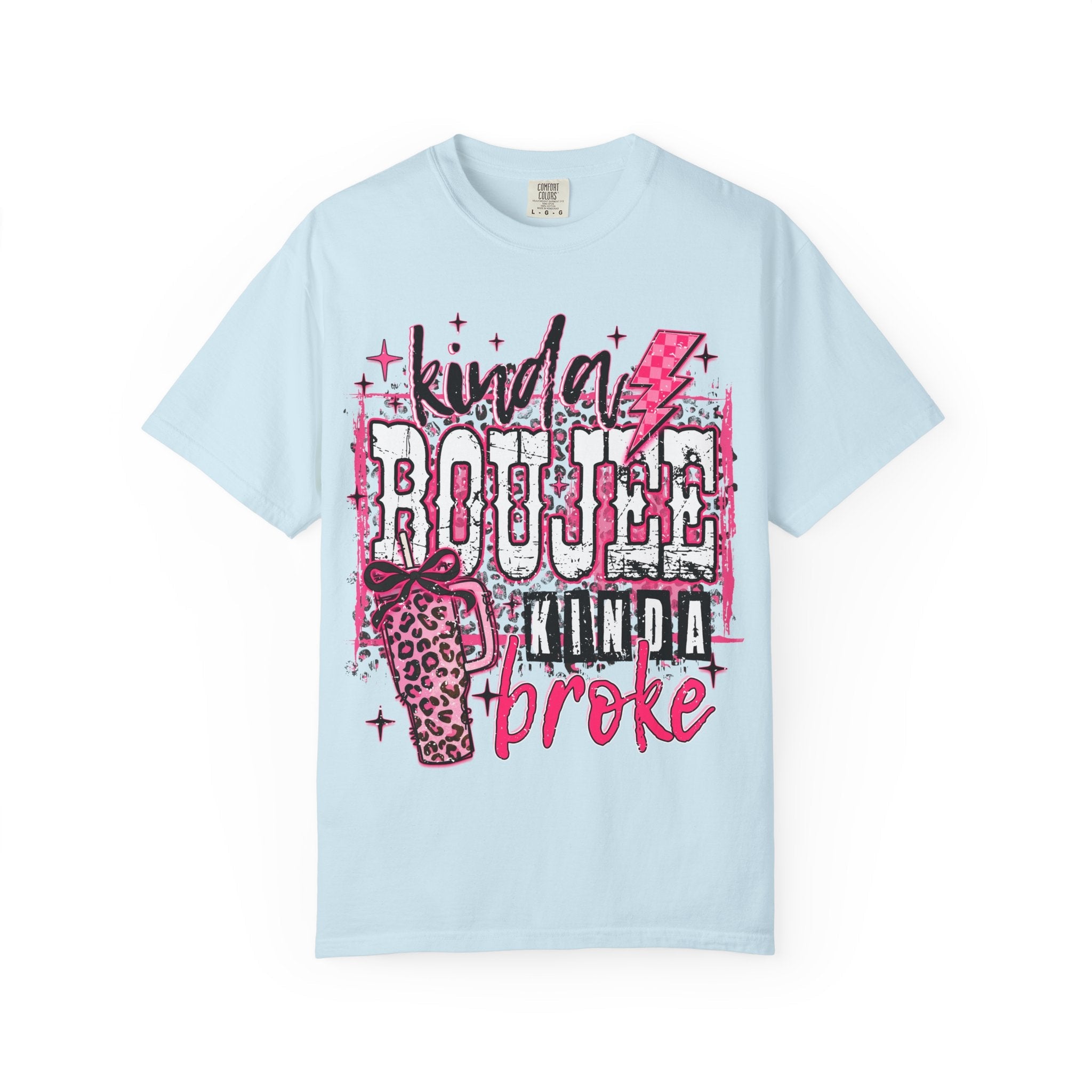 Kinda Boujee Kinda Broke Pink Leopard Graphic T-Shirt - Grace & Grit Boutique