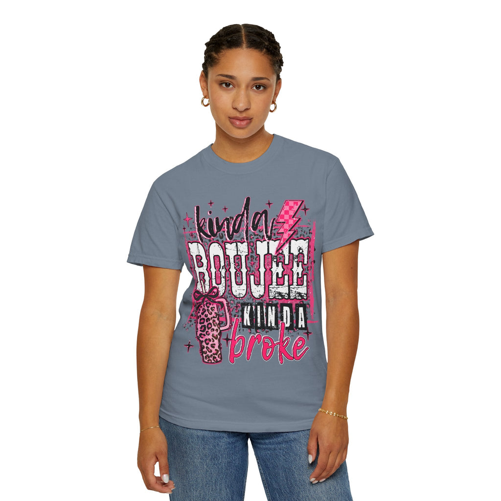 Kinda Boujee Kinda Broke Pink Leopard Graphic T-Shirt - Grace & Grit Boutique