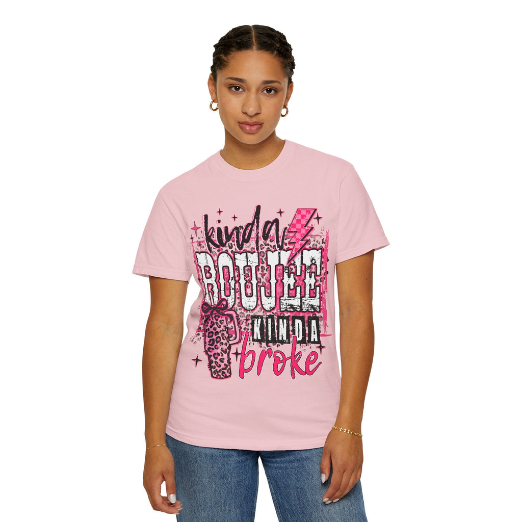 Kinda Boujee Kinda Broke Pink Leopard Graphic T-Shirt - Grace & Grit Boutique