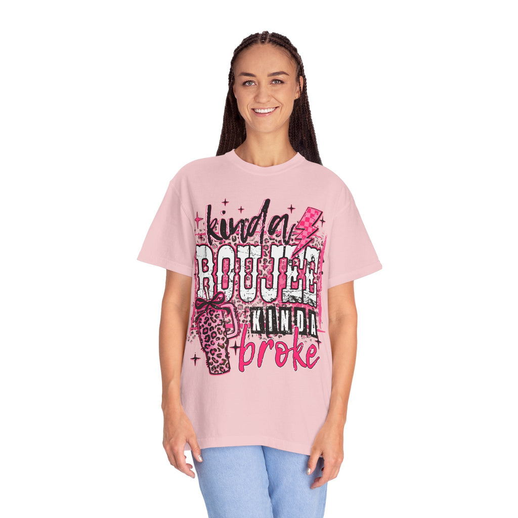Kinda Boujee Kinda Broke Pink Leopard Graphic T-Shirt - Grace & Grit Boutique