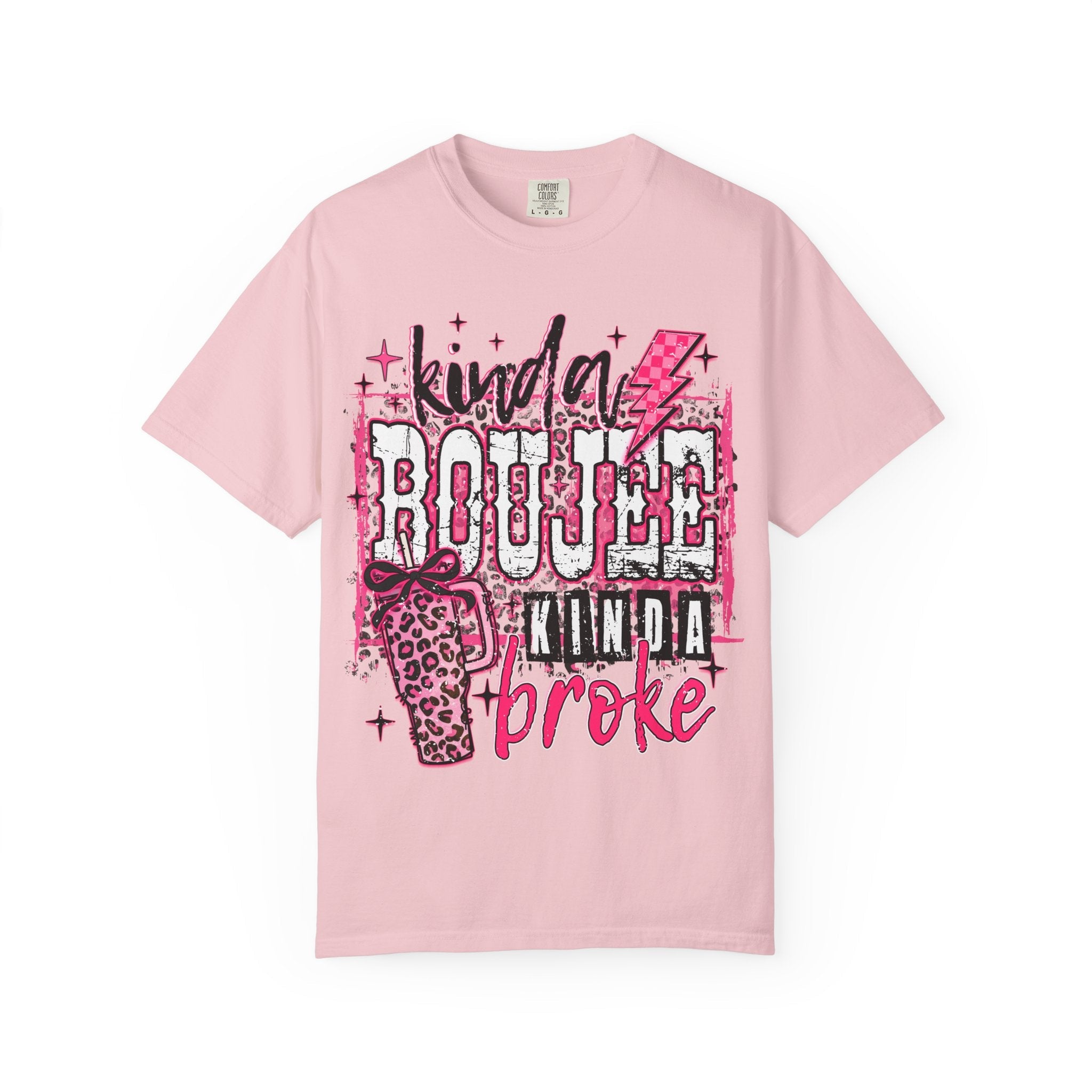 Kinda Boujee Kinda Broke Pink Leopard Graphic T-Shirt - Grace & Grit Boutique
