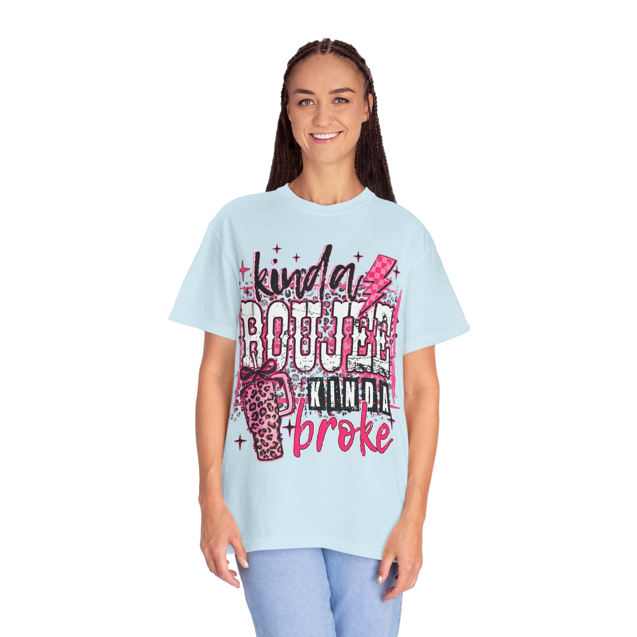 Kinda Boujee Kinda Broke Pink Leopard Graphic T-Shirt - Grace & Grit Boutique