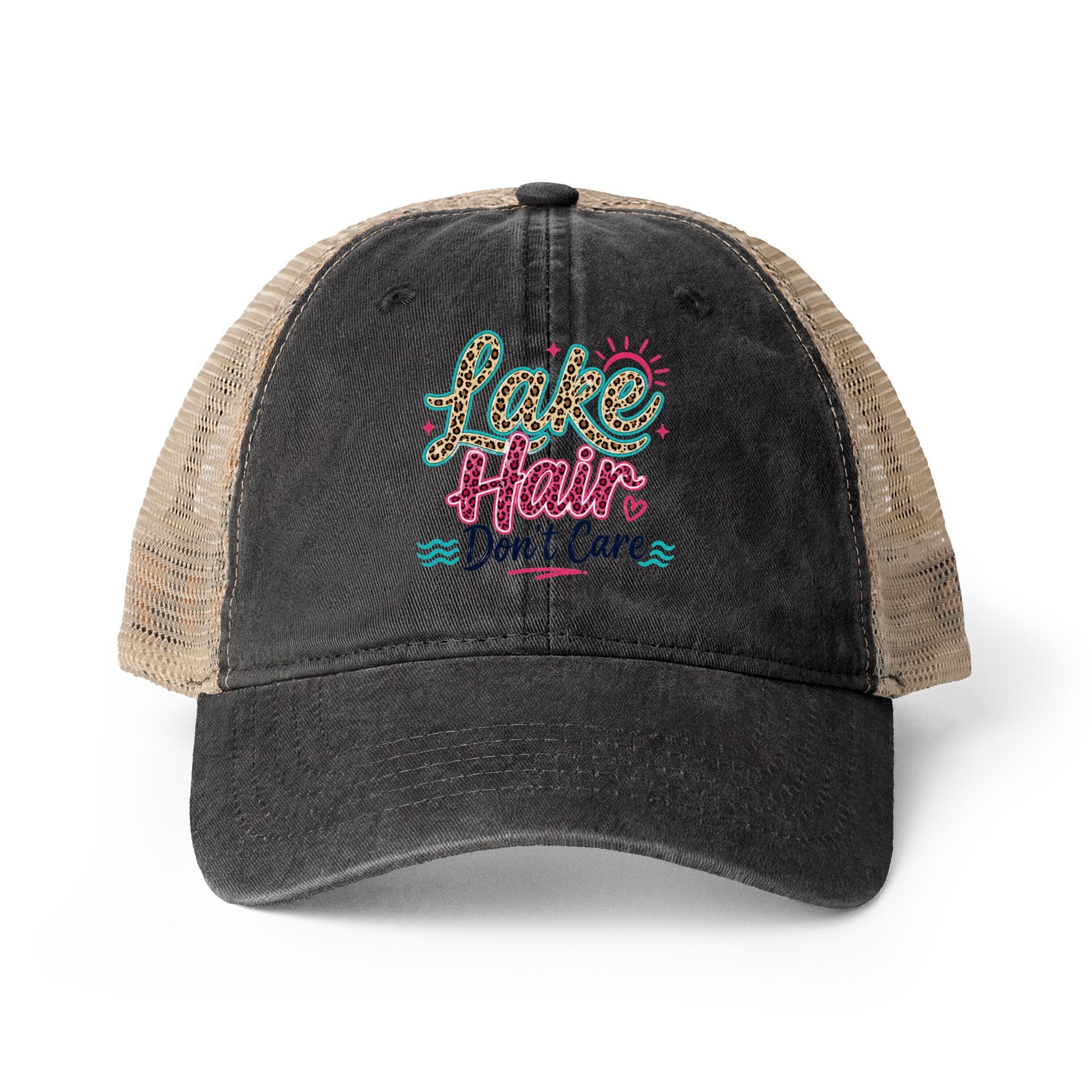 Lake Hair Don’t Care Leopard Print Trucker Hat - Grace & Grit Boutique