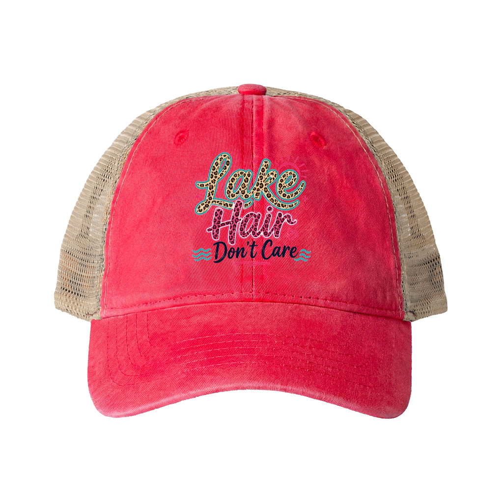 Lake Hair Don’t Care Leopard Print Trucker Hat - Grace & Grit Boutique